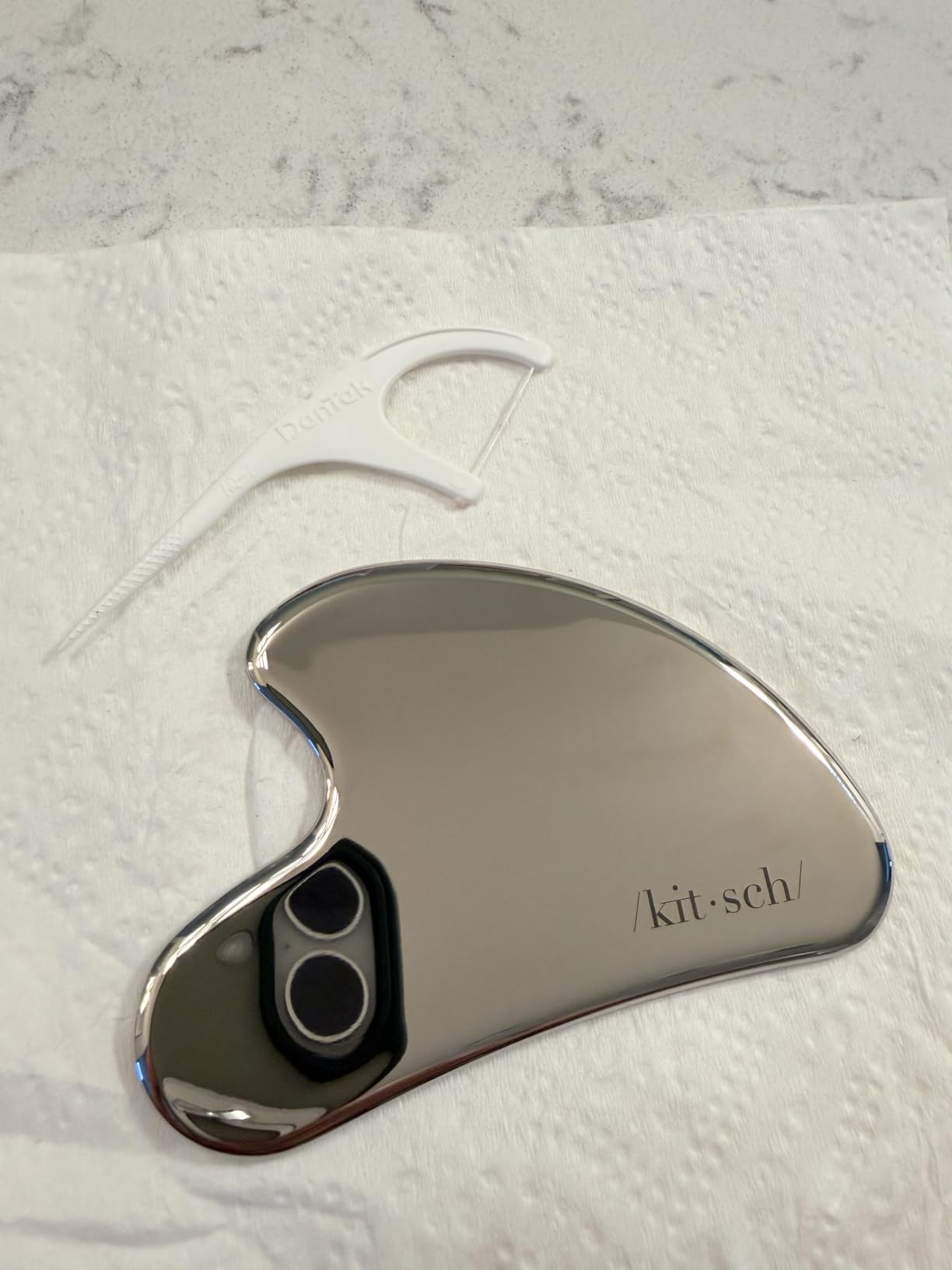 Kitsch Stainless Steel Gua Sha Facial Tools - Guasha Tool for Face, Face Sculpting Tool, Neck Massager, Double Chin Reducer Gua Sha Tools, Lymphatic Drainage Massager, Facial Skin Care - Silver customer photo 1