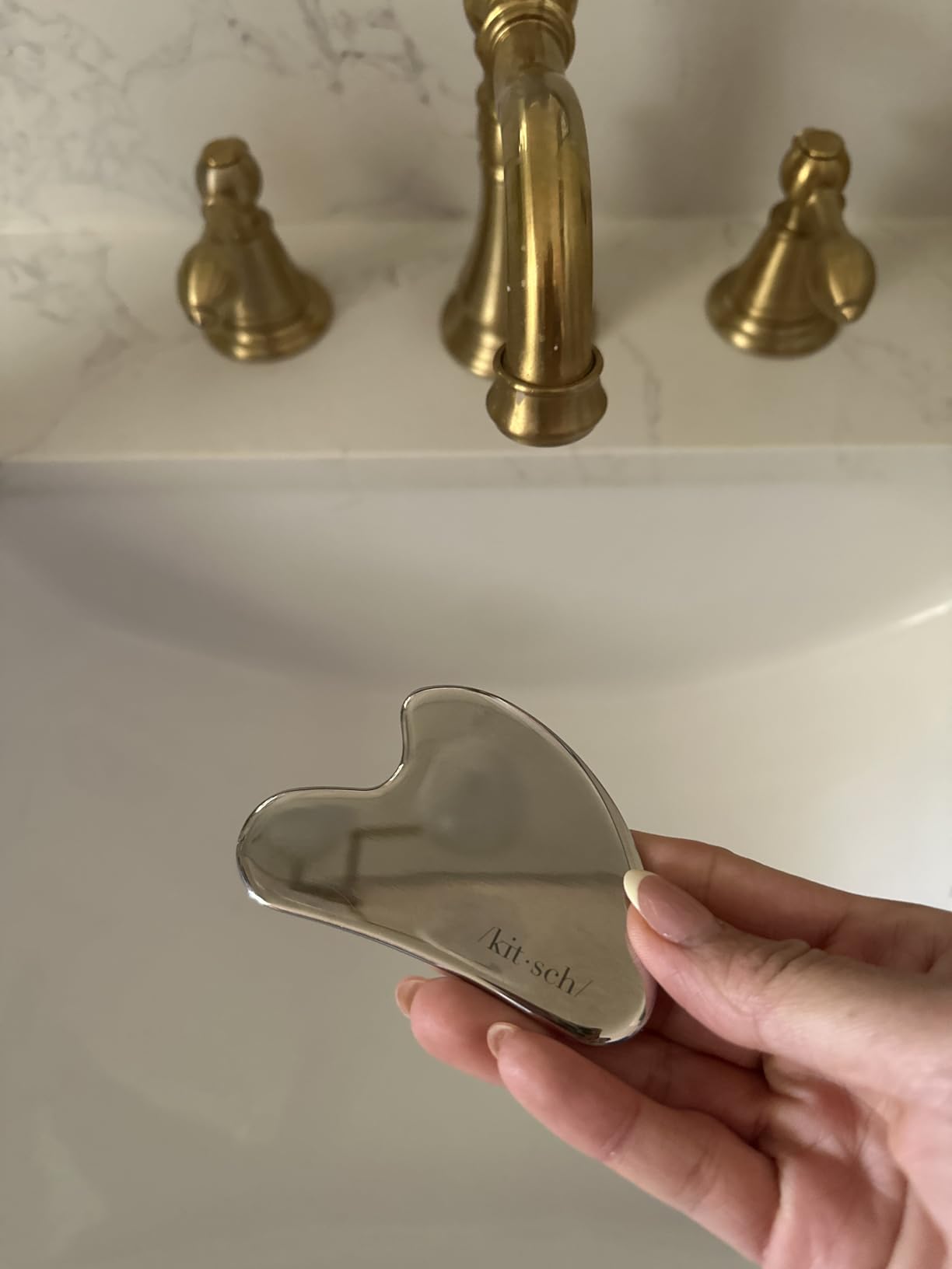 Kitsch Stainless Steel Gua Sha Facial Tools - Guasha Tool for Face, Face Sculpting Tool, Neck Massager, Double Chin Reducer Gua Sha Tools, Lymphatic Drainage Massager, Facial Skin Care - Silver customer photo 2