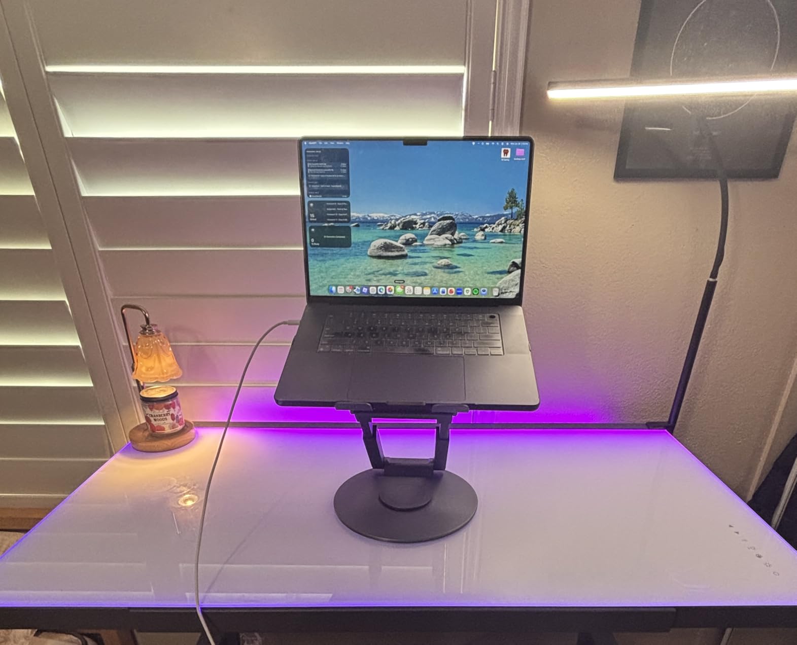 tounee Telescopic Laptop Stand for Desk with 360 Swivel Base, Sit to Stand, Height Adjustable, Portable Riser Holder for Good Posture, Compatible with MacBook Pro, All Laptops 10-17