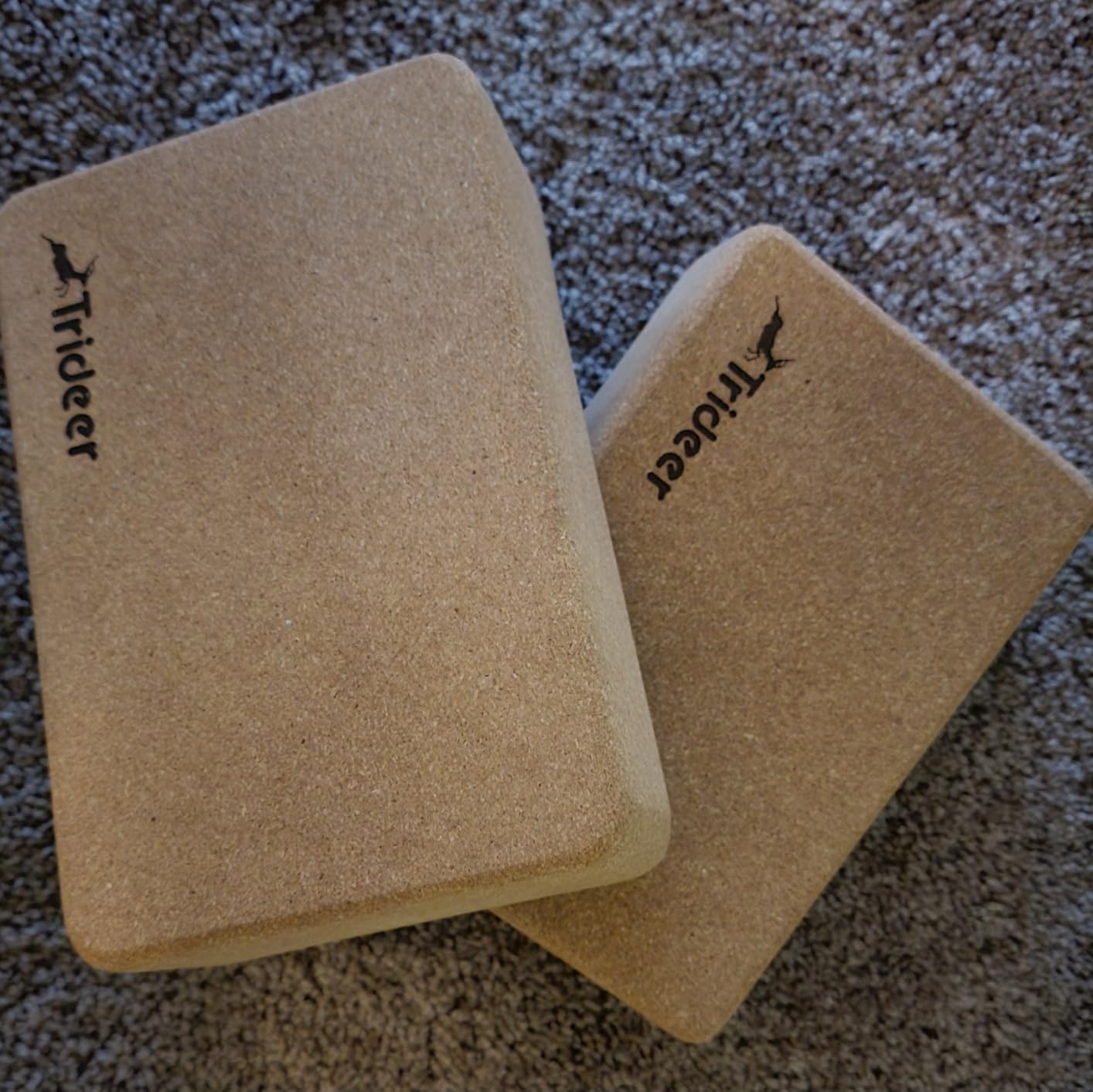 Trideer Cork Yoga Blocks, 2 Pack Yoga Blocks Natural Cork, High Density Yoga Block with Non Slip Surface, Eco-Friendly Yoga Accessories for Women, Ideal for Yoga, Pilates, Stretching customer photo 1