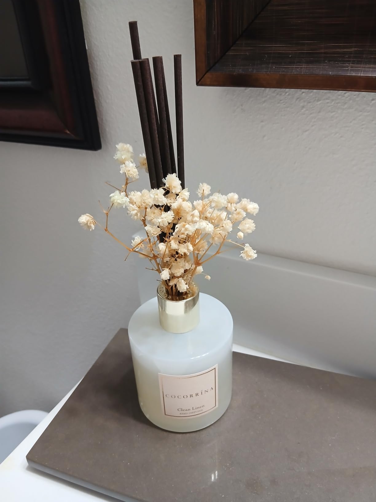 Cocorrina Reed Diffuser Set, Clean Linen 6.7 fl oz Scented Diffuser with Sticks Home Fragrance Reed Diffuser for Bathroom Shelf Decor customer photo 1