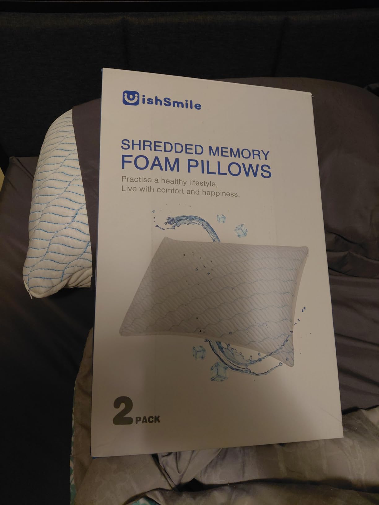 WISHSMILE Cooling Shredded Memory Foam Pillows Queen Size Set of 2 | Neck comfort, firm support, odorless, cooling, customizable height, machine washable, CertiPUR-US hypoallergenic bed pillow customer photo 1
