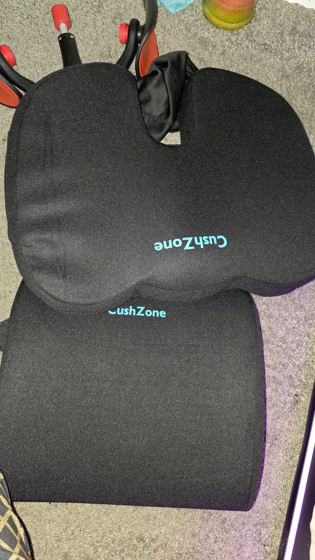 CushZone Ergonomic Seat Cushion & Lumbar Support Pillow - Memory Foam for Sciatica Pain Relief & Posture Correction, Non-Slip Chair Cushions for Office Chair/Car/Wheelchair/Travel (Black) customer photo 1