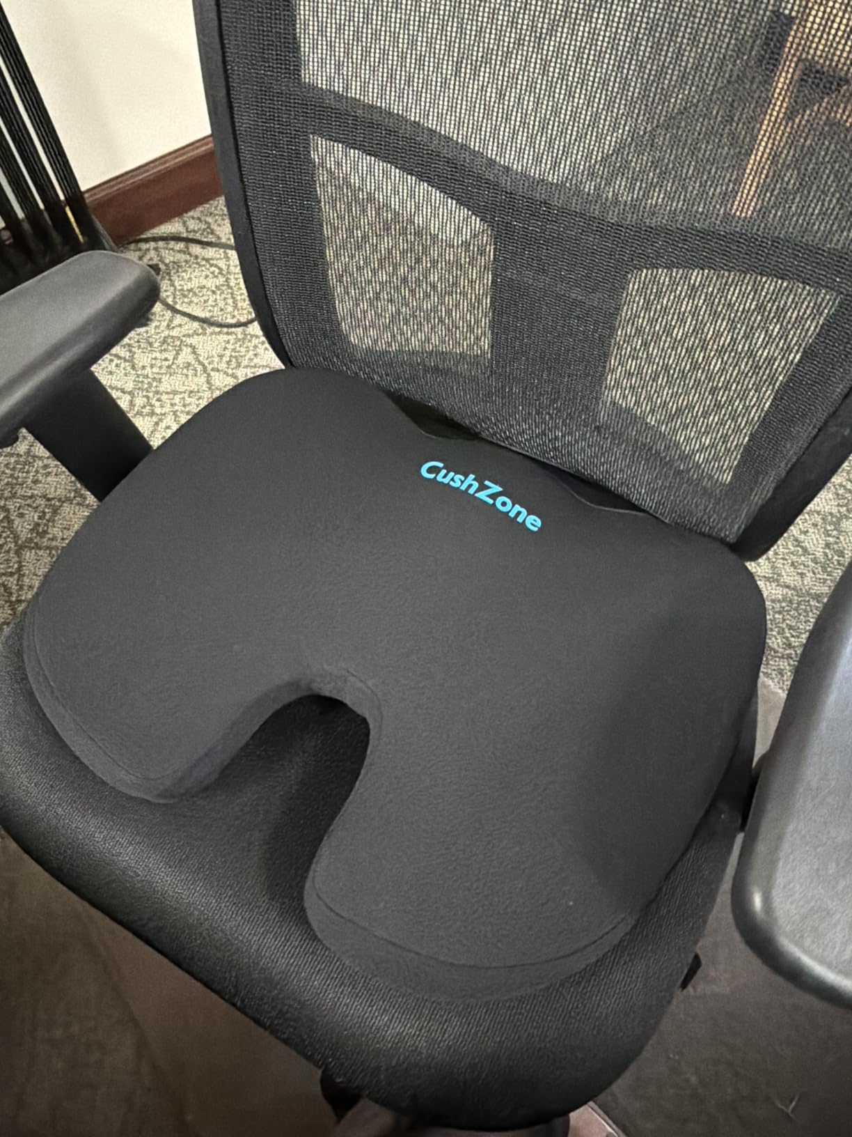CushZone Seat Cushion - Memory Foam Office Chair Cushion for Sciatica, Tailbone & Back Pain Relief - Orthopedic Coccyx Pillow for Car, Airplane, Pregnancy & Long Sitting at Work, Black customer photo 1