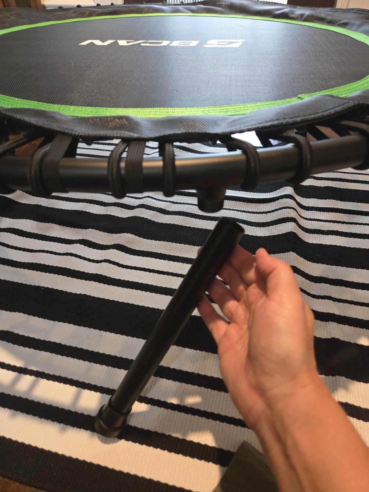 BCAN BT2 450/550LBS Mini Rebounder Trampoline for Adults with Bar, Fitness Trampoline with Bungees, Adjustable Handle, Stable & Quiet, Indoor Outdoor, Whole-Body Workout - 40IN/48IN customer photo 1