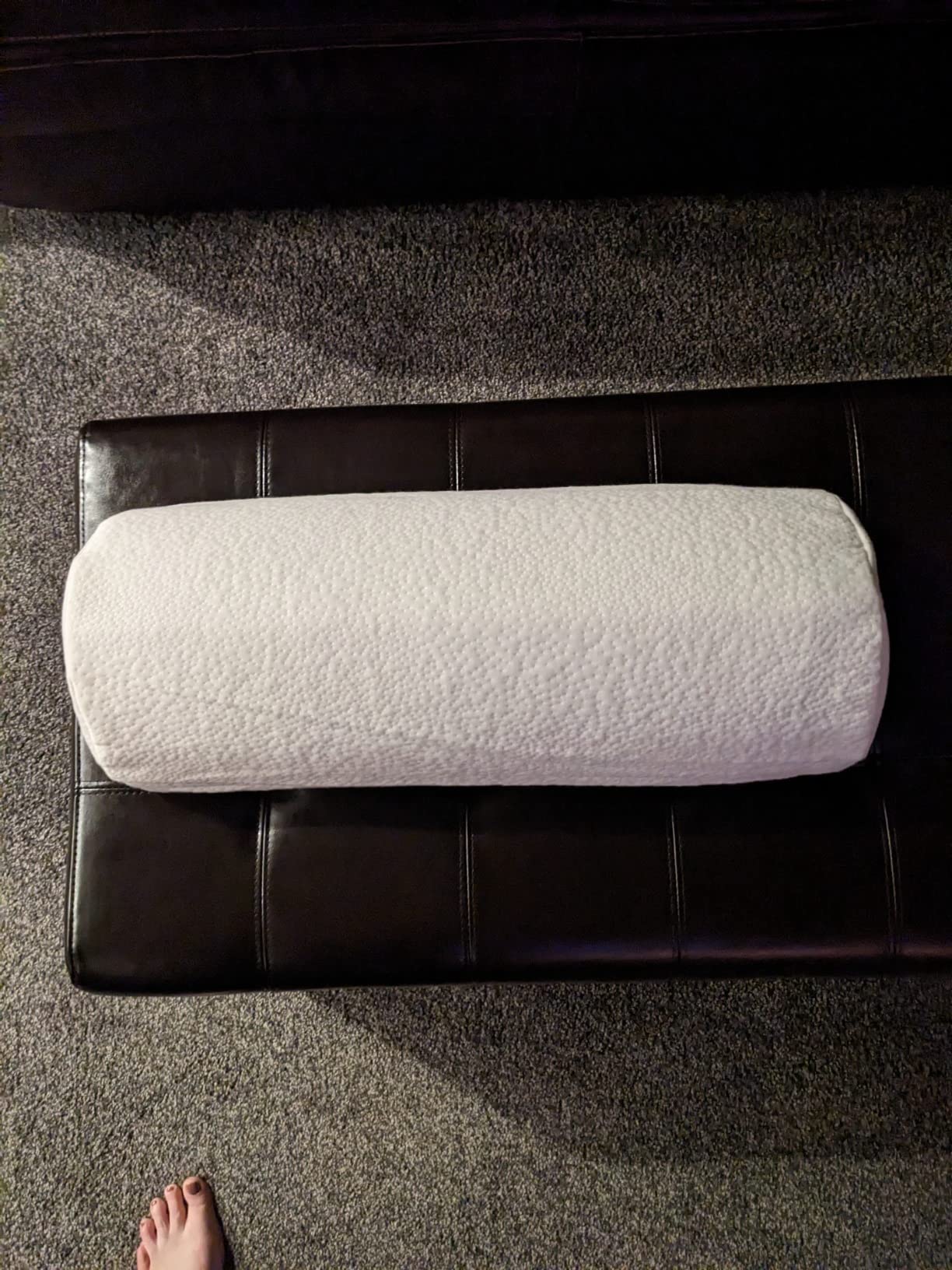 AllSett Health Large Half Moon Bolster Pillow for Legs, Knees, Lower Back and Head, Lumbar Support Pillow for Bed, Sleeping | Semi Roll for Ankle and Foot Comfort - Machine Washable Cover, White customer photo 1
