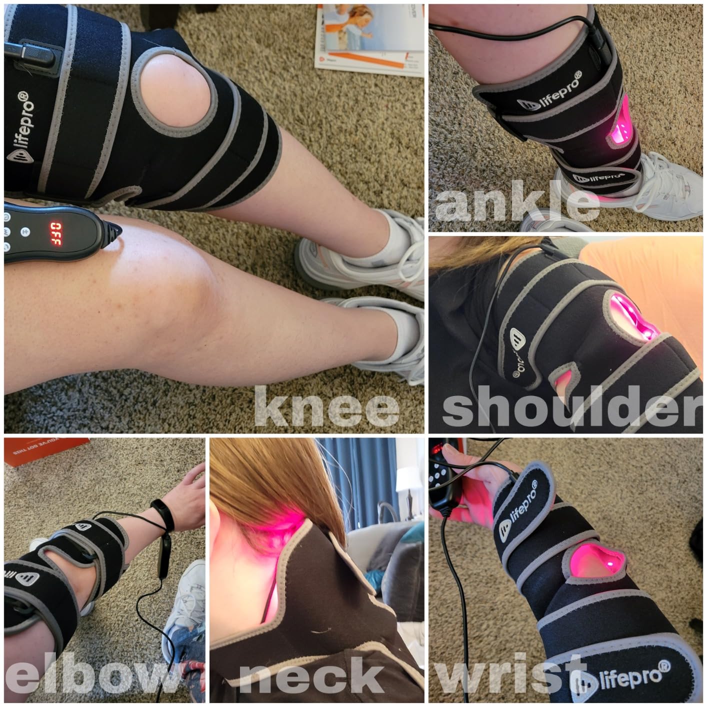 LifePro Red Light Therapy for Knee Brace - Portable Knee Massager with 660nm Red & 850nm Infrared LEDs - Vibration & Pulsed Modes - Biorecover Rechargeable Light Therapy Device for Joint Wellness customer photo 2