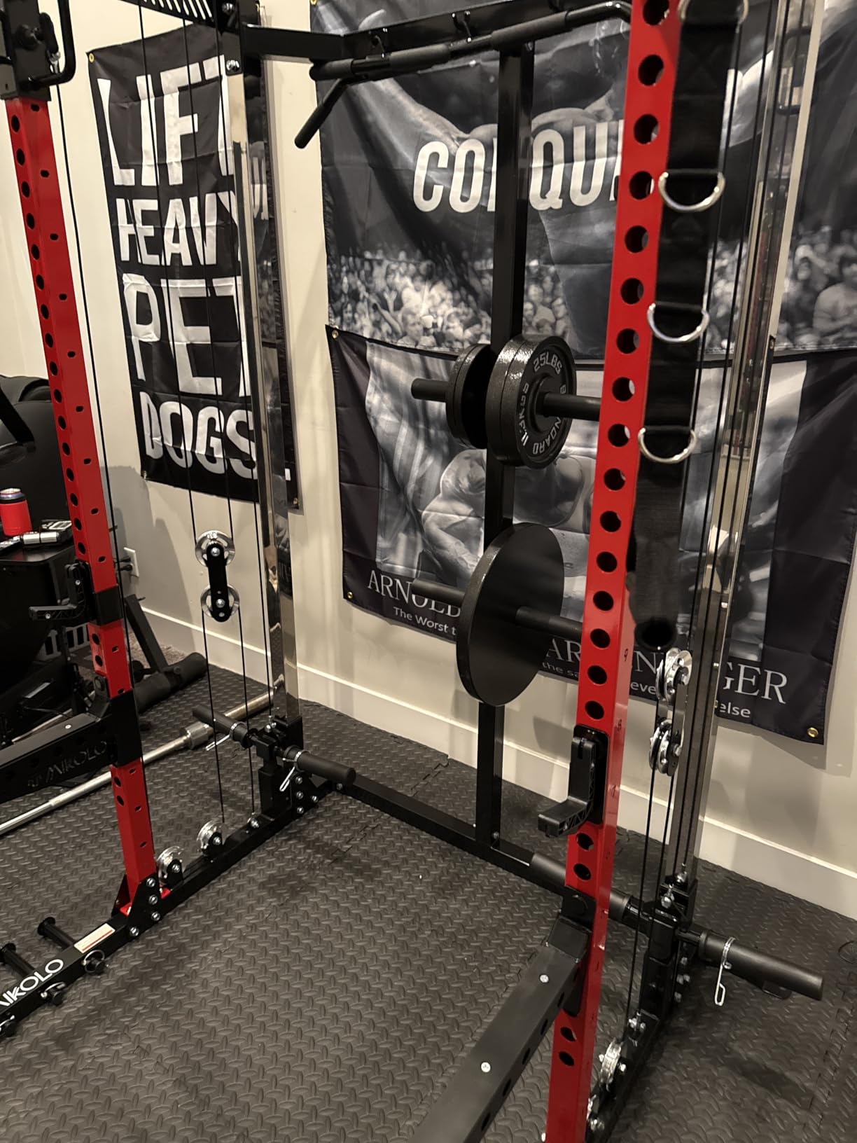 Mikolo HR06 Power Cage with Aluminum Pulleys, 2000LB Power Rack with Independent Dual Pulley System, Multi-Function Home Gym Workout Machine for Cable Crossover customer photo 2