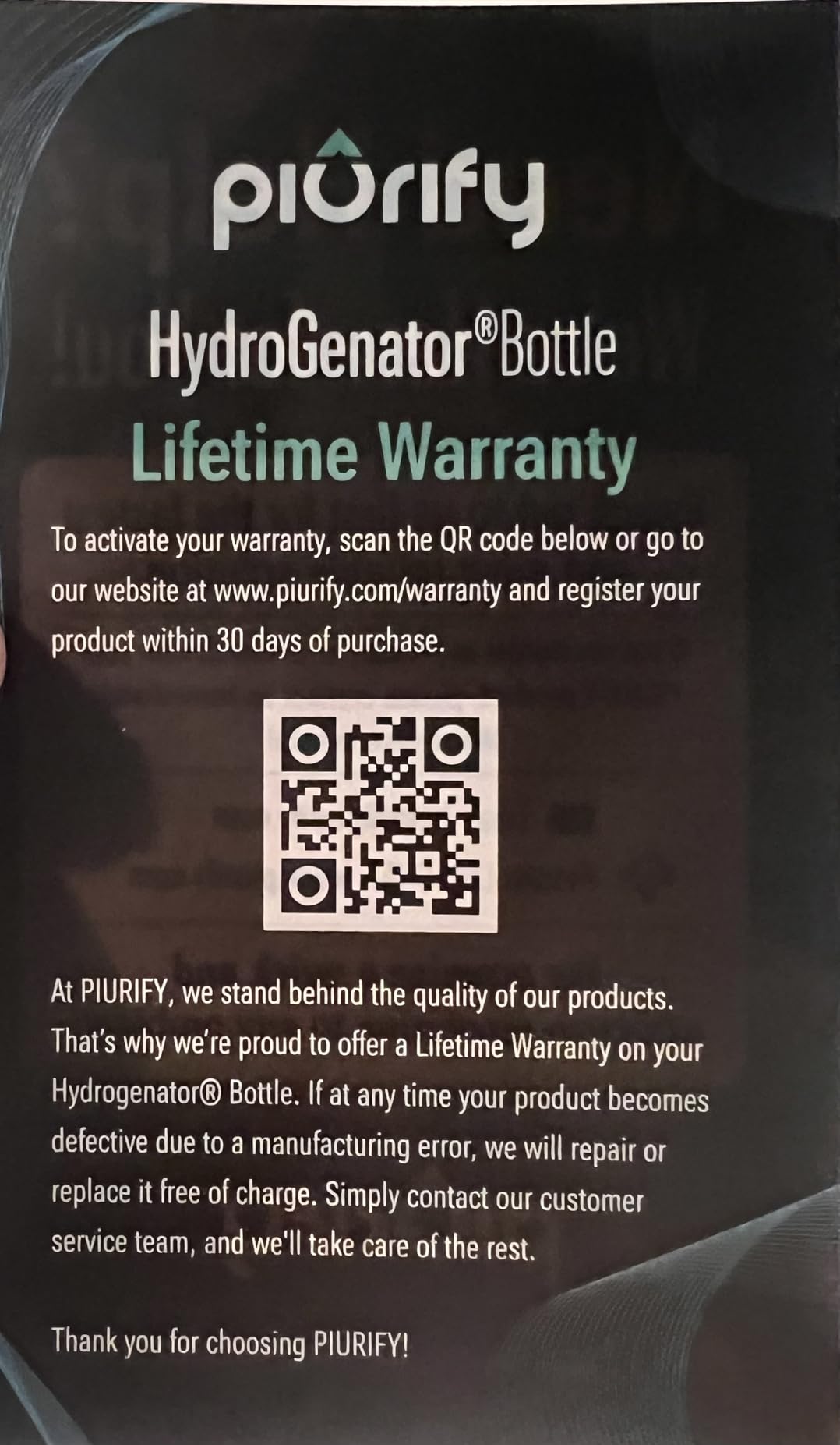 PIURIFY Hydrogen Water Bottle Generator | Up to 6300+ PPB in 3 Cycles | Molecular Hydrogen with SPE/PEM Technology | Certified H2 Generator | Rechargeable | Extended Warranty | 10 oz (Black) customer photo 1