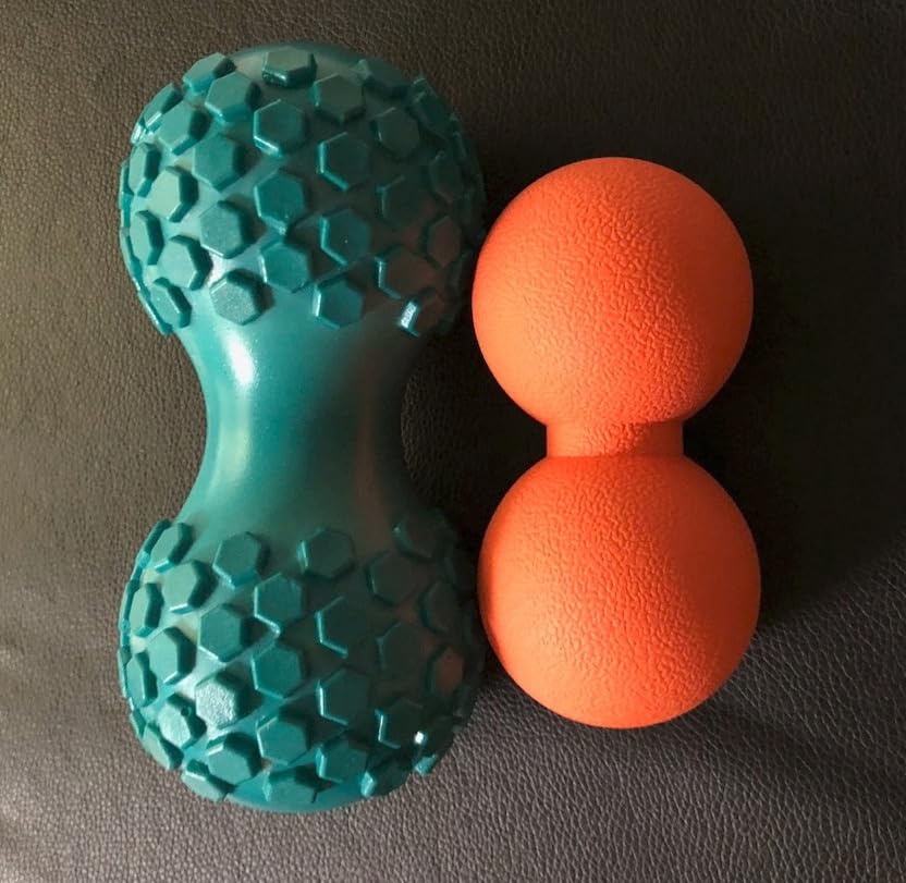 Hard Peanut Massage Ball, Double Lacrosse Massage Ball. Deep Tissue Massage Roller Mobility Ball for Physical Therapy Myofascial Release Muscle Relaxer Acupoint Massage (Blue) customer photo 2