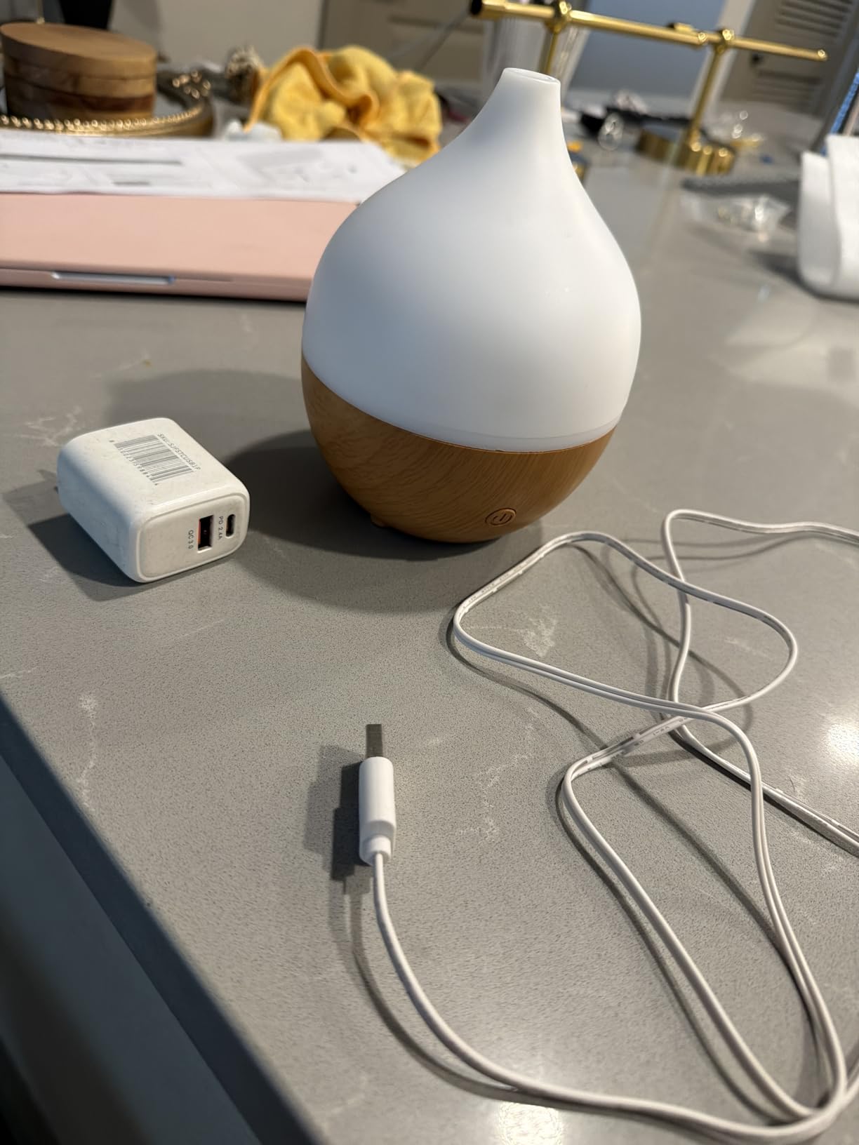SALKING Essential Oil Diffuser, 100ml Small Aromatherapy Diffuser with Auto Shut-Off Function, Ultrasonic Diffusers for Essential Oils, Cool Mist Humidifier with Warm White Lights, for Office Home customer photo 1