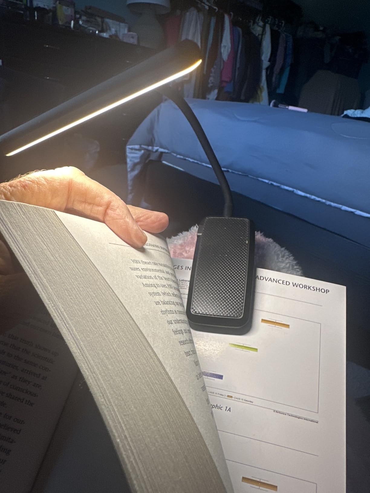 Gritin 19 LED Rechargeable Book Light for Reading in Bed with Memory Function - Eye Caring 3 Color Temperatures, Stepless Dimming Brightness, 90 Hrs Runtime Lightweight Clip on Light for Book Lovers customer photo 2