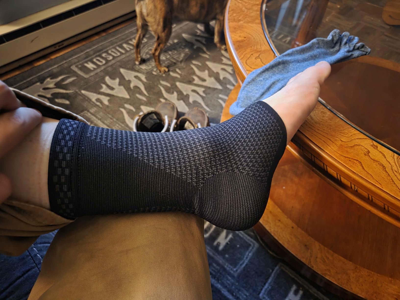 Modvel Foot & Ankle Brace Socks for Sprained Ankle Compression Sleeve - Foot Support for Women & Men - Tendonitis & Arthritis Ankle Brace Sports Running, Torn Ligaments & Women Stabilizing Ankle Wrap customer photo 2