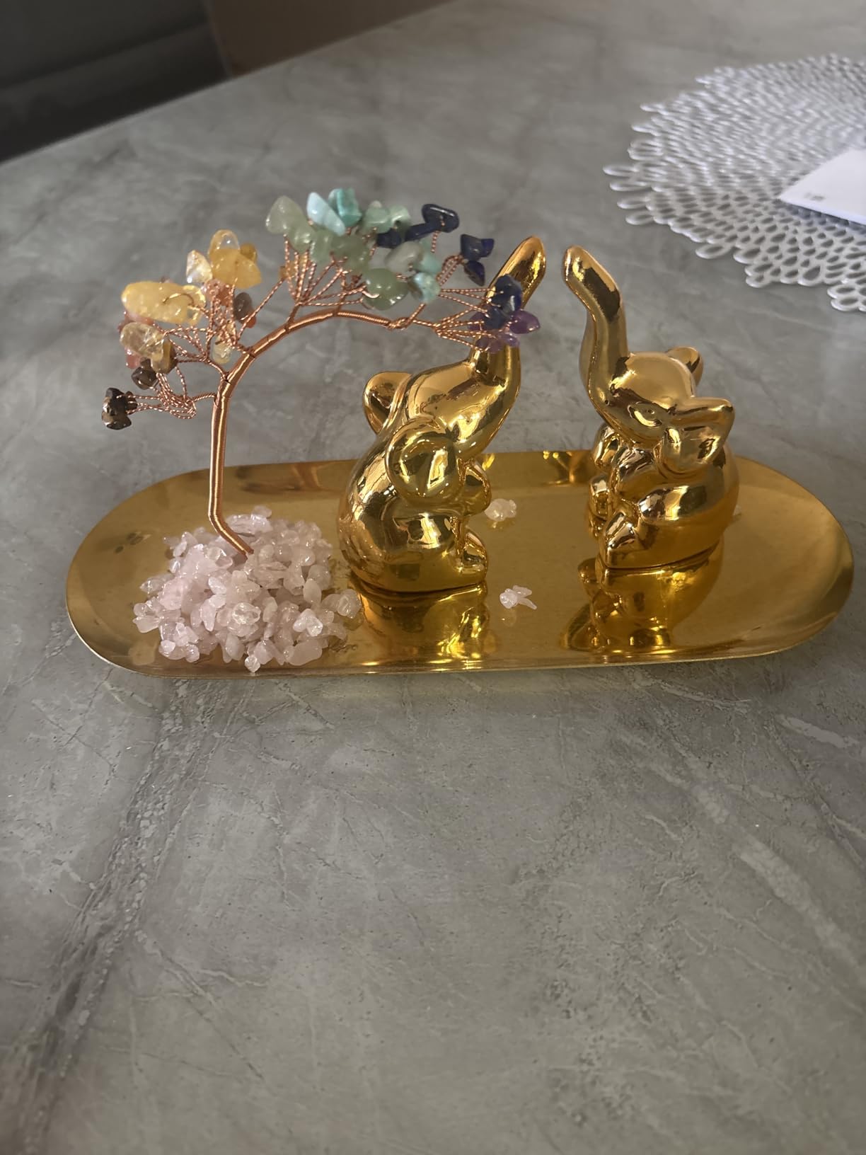 ZenBless Crystals Tree,Small Birds Statue,7 Chakra Healing Crystals Stones Tree Storage Tray Yoga Meditation Zen Room Office Home Decor Set Figurine Ornament Decoration Feng Shui Wealth Luck customer photo 1