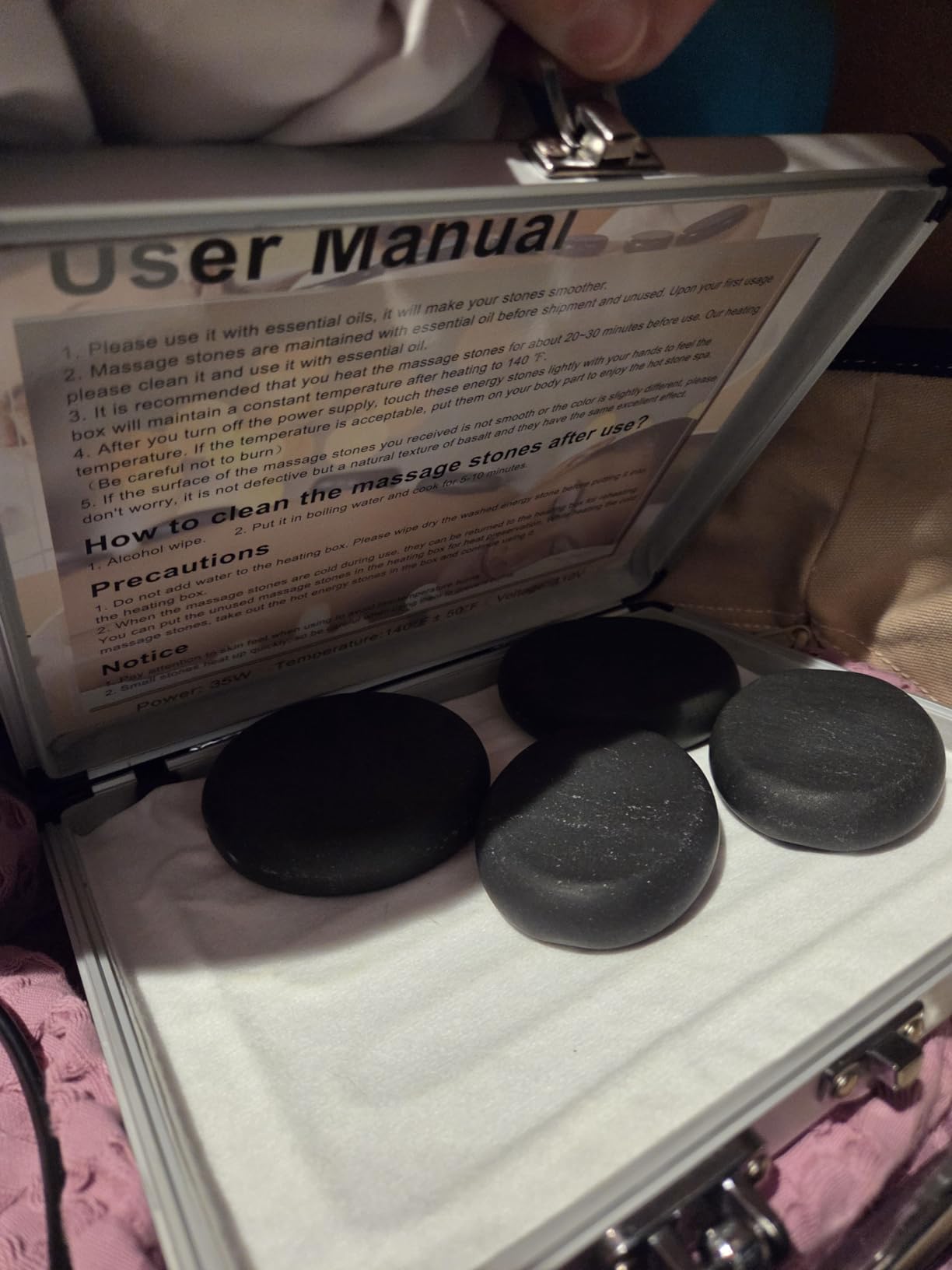 Hot Stones Massage Warmer Kit, 9Pcs Hot Stones Massage Set Portable Hot Stone with Heater, Hot Rocks Basalt Massage Stones for Home Spa Warming Therapy Relaxing Gift customer photo 1
