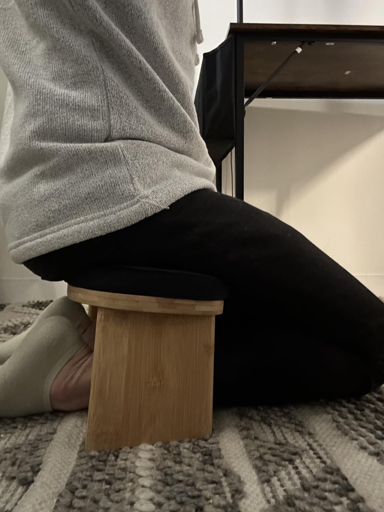 Yoga Dood Meditation Bench - Folding Bamboo Meditation Stool with Velvet Cushion & Carry Bag, Seiza Prayer Bench customer photo 1