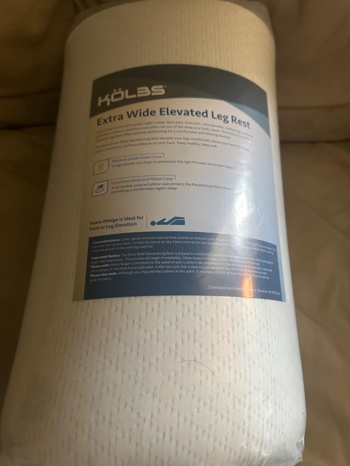 Kölbs Extra Wide Leg Elevation Pillow, Chic Jacquard Cover, XL and Wide for More Comfort Bed Wedge Pillow for Legs, Leg, Knee, Ankle Elevation Post Surgery customer photo 1