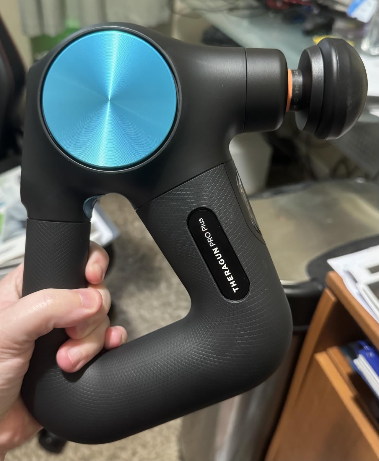 Therabody Theragun PRO Plus - 6-in-1 Deep Tissue Percussion Massage Gun with Biometric Breathwork, Vibration & Heated Attachments customer photo 1
