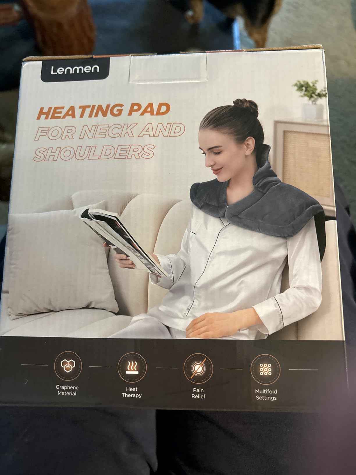 Graphene-Infused Heating Pad 3X Deeper Muscle Relief, Weighted Instant Heating Pads for Neck and Shoulders, Heated Wrap with 6 Heat Options and 4 Auto-Off Timer, Gifts for Mom Women Christmas Birthday customer photo 2