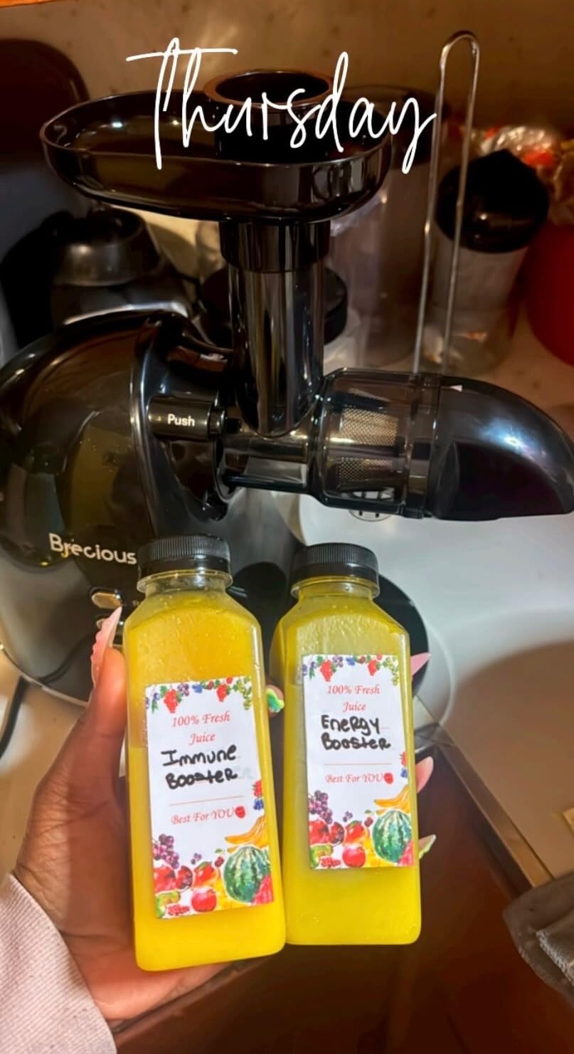 Slow Masticating Juicer,Brecious Cold Press Juicers with 2 Speed Modes & Quiet Motor,Juicers Machines Vegetable and Fruit with Reverse Function,Celery Juicer,BPA-Free,Easy to Clean (Silver) customer photo 1