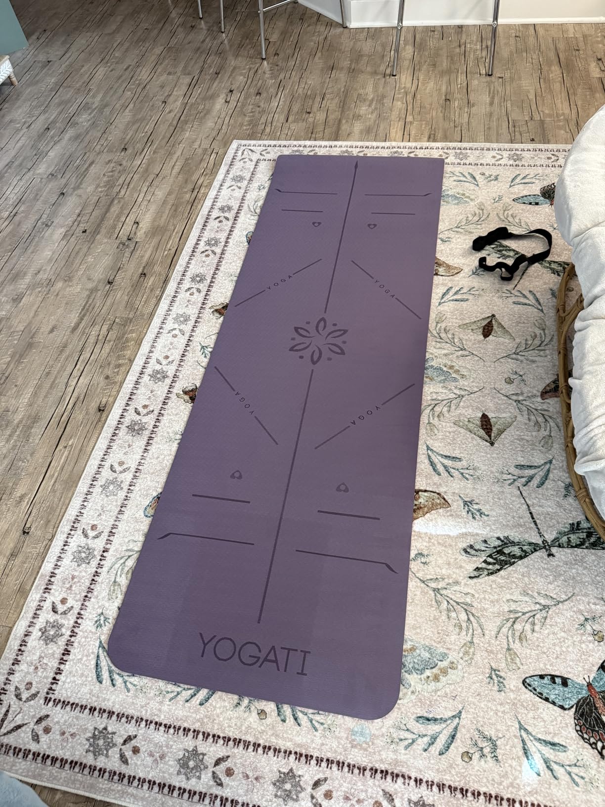 YOGATI Yoga Mat with Strap with Alignment Lines - Thick Non Slip Yoga Mat for Pilates and Fitness customer photo 1