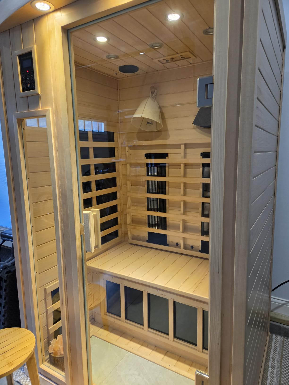 Kanlanth Full Spectrum Outdoor 2 Person Far Infrared Sauna - Ultra Low EMF Infrared Sauna, Premium Mahogany Wood, 1750W Rapid Heat, Near-Infrared Beauty Light & Bluetooth, 58.2