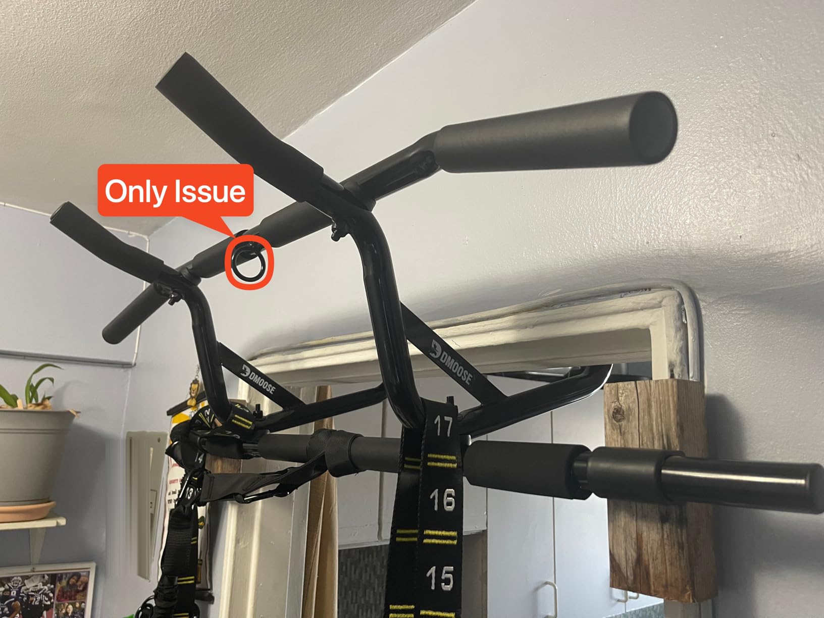 DMoose Fitness Pull Up Bar for Doorway - Upto 250 Lbs Capacity, No Screwing or Slipping, Hanging Pullup & Chin Up Bar for Door Frame - Multi Padded Grips for Strength Training customer photo 2