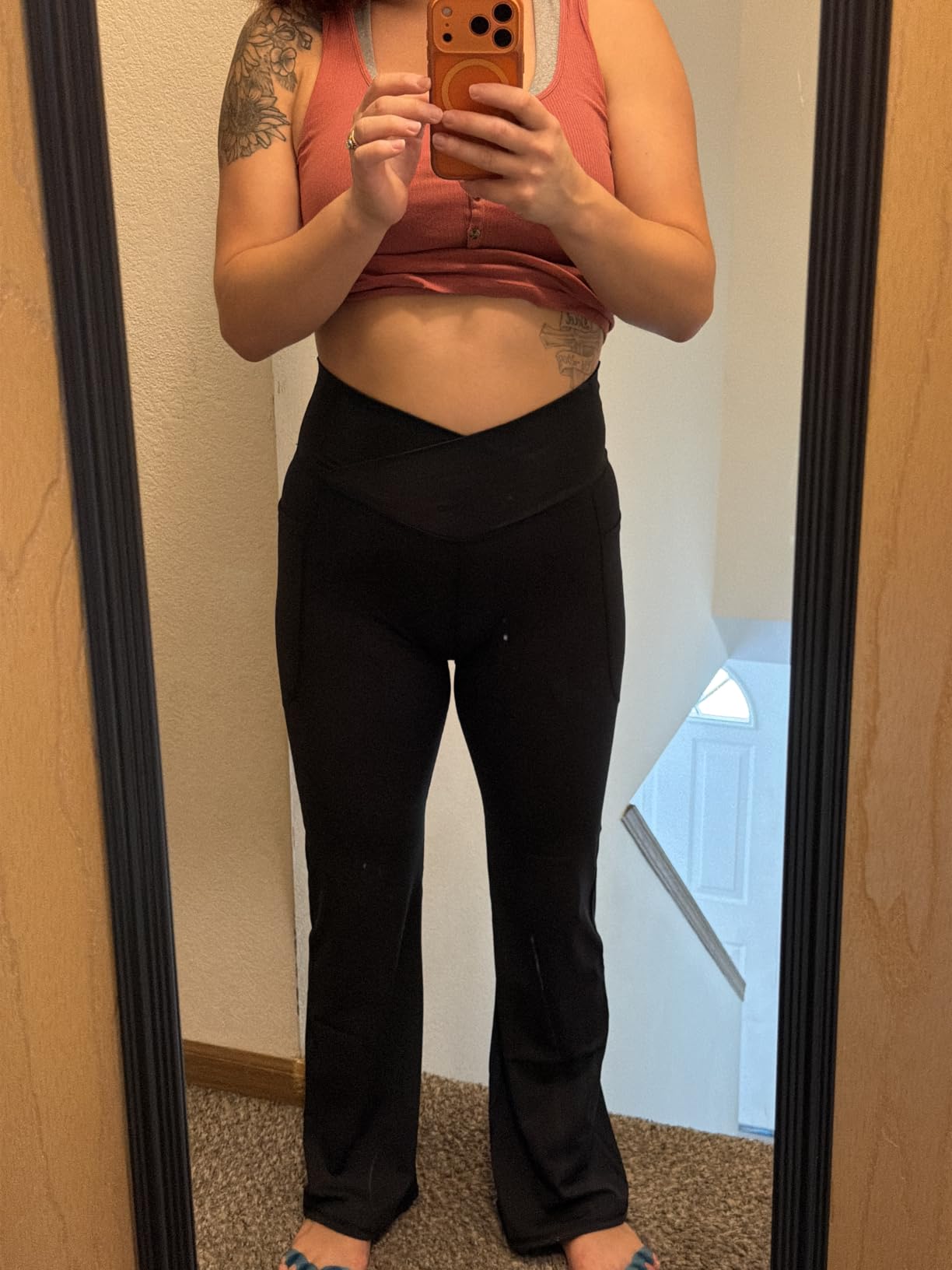FOHOFO Yoga Pants Women, Flare Leggings for Women with Pockets Crossover High Waisted Bootcut Yoga Pants customer photo 2