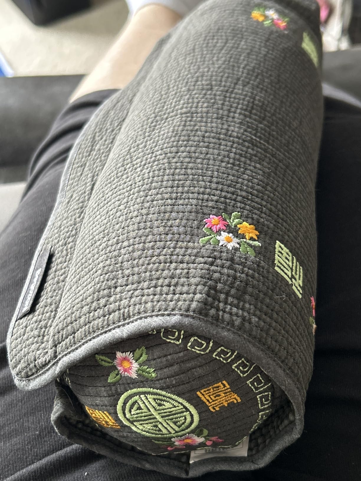 12-inch Korean Buckwheat Cervical Neck Roll - Compact Cypress-Filled Bolster Pillow for Targeted Neck Support (BTS Jungkook's Pick) - Adjustable Firmness, Organic Cotton Cover customer photo 1