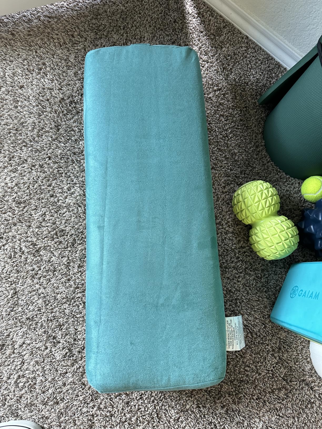 Wellsin Rectangular Yoga Bolster - Meditation Pillow with Washable Suede Cover, 27