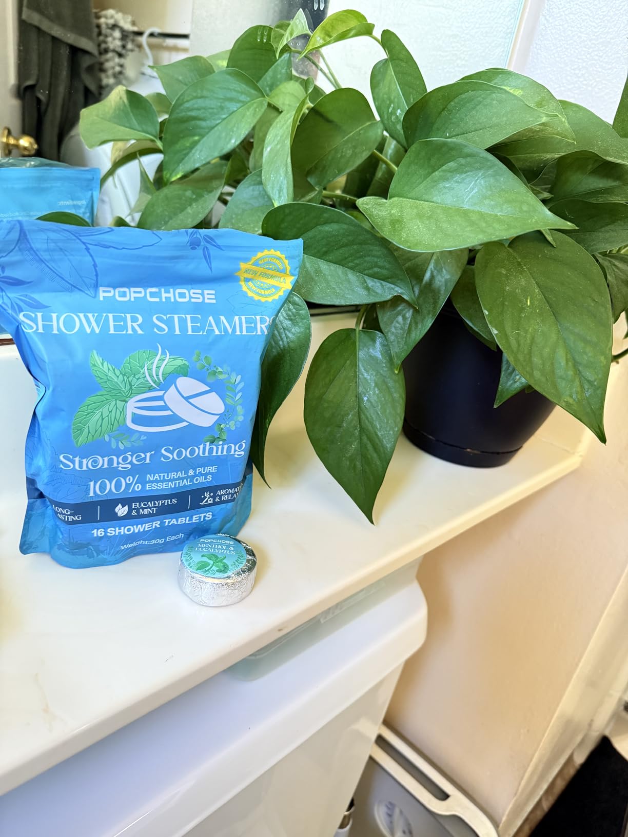 POPCHOSE Shower Steamers Aromatherapy 16 Pack, Eucalyptus for Shower with Natural Essential Oils - Quick Relief Nasal Congestion, Home SPA & Self Care Relaxation customer photo 1