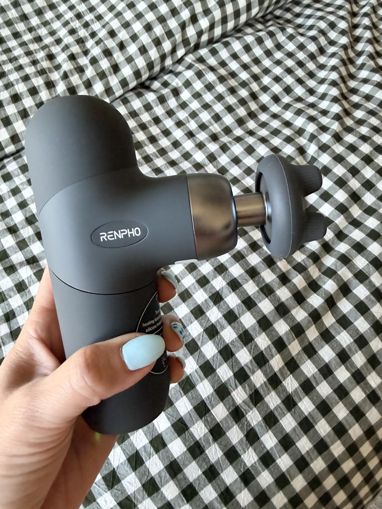 RENPHO Mini Thermal Massage Gun with Heat, Portable Deep Tissue Percussion Massager with 4 Heads for Neck & Back Comfort, Ultra-Quiet for Home, Office & Travel customer photo 1