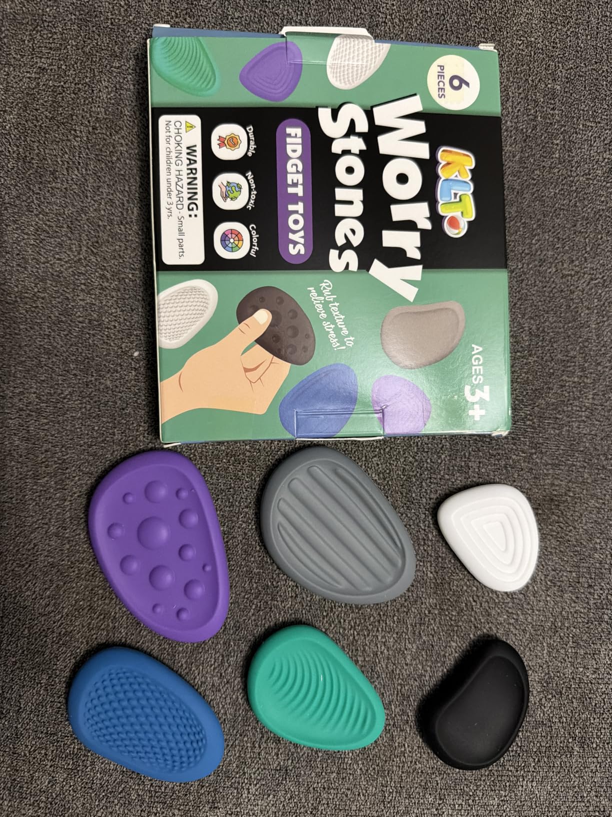 Fidget Toys Adults Sensory Stone: 6 Pack Textured Worry Stone for Autism Kids Calming Down - Fidget Stress Toys for Stress Relief - Small Students Prizes Fidget Toys customer photo 1