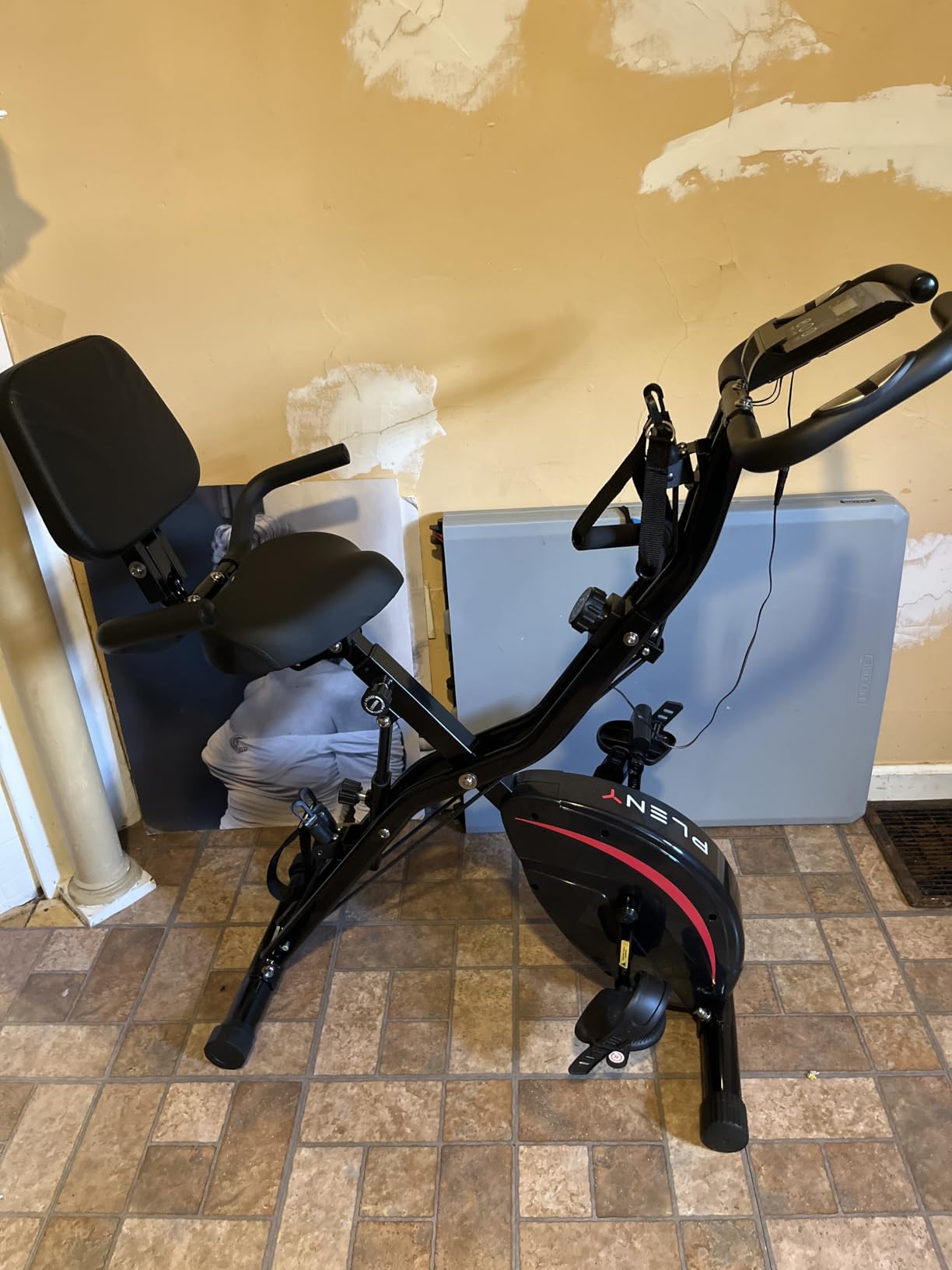 Pleny Folding Exercise Bike, 5 IN 1 Stationary Bikes for Home 6.6 LBS Flywheel, 330LB Weight Capacity Back Support Cushion Indoor Workout Cycling Bike for Home Gym customer photo 1