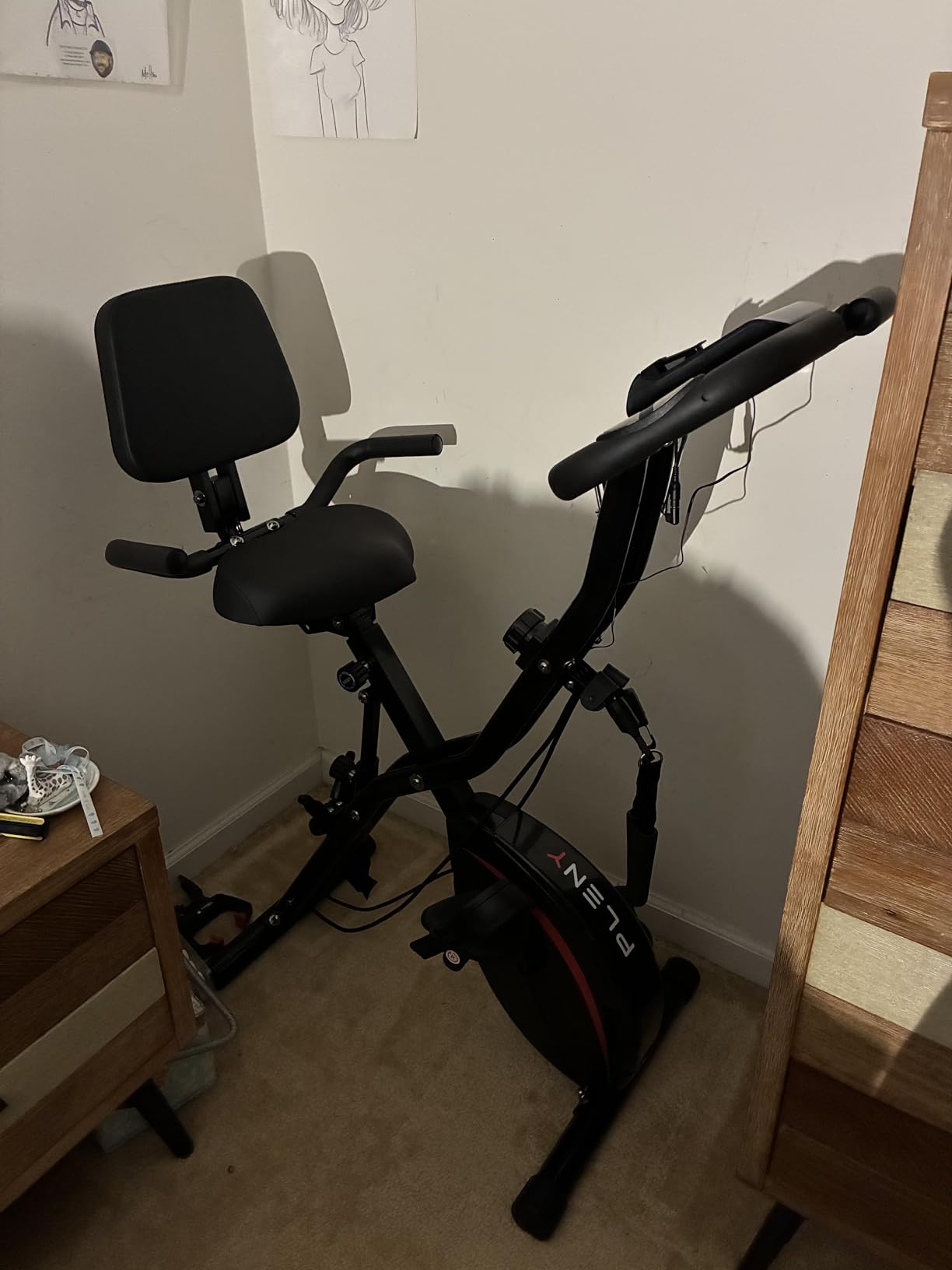 Pleny Folding Exercise Bike, 5 IN 1 Stationary Bikes for Home 6.6 LBS Flywheel, 330LB Weight Capacity Back Support Cushion Indoor Workout Cycling Bike for Home Gym customer photo 2