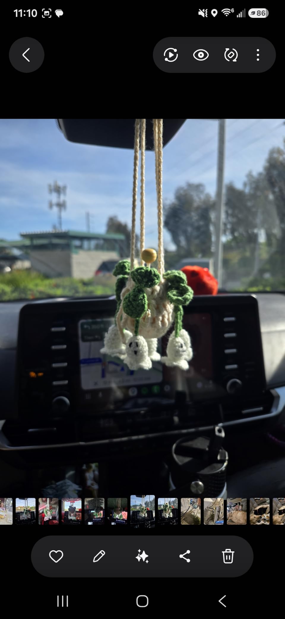 Cute Crochet Car Plant Monstera Essential Oil Diffuser Bottle - 12ml Refillable, Green Car Accessory for Mirror Decor and Home Decor customer photo 1