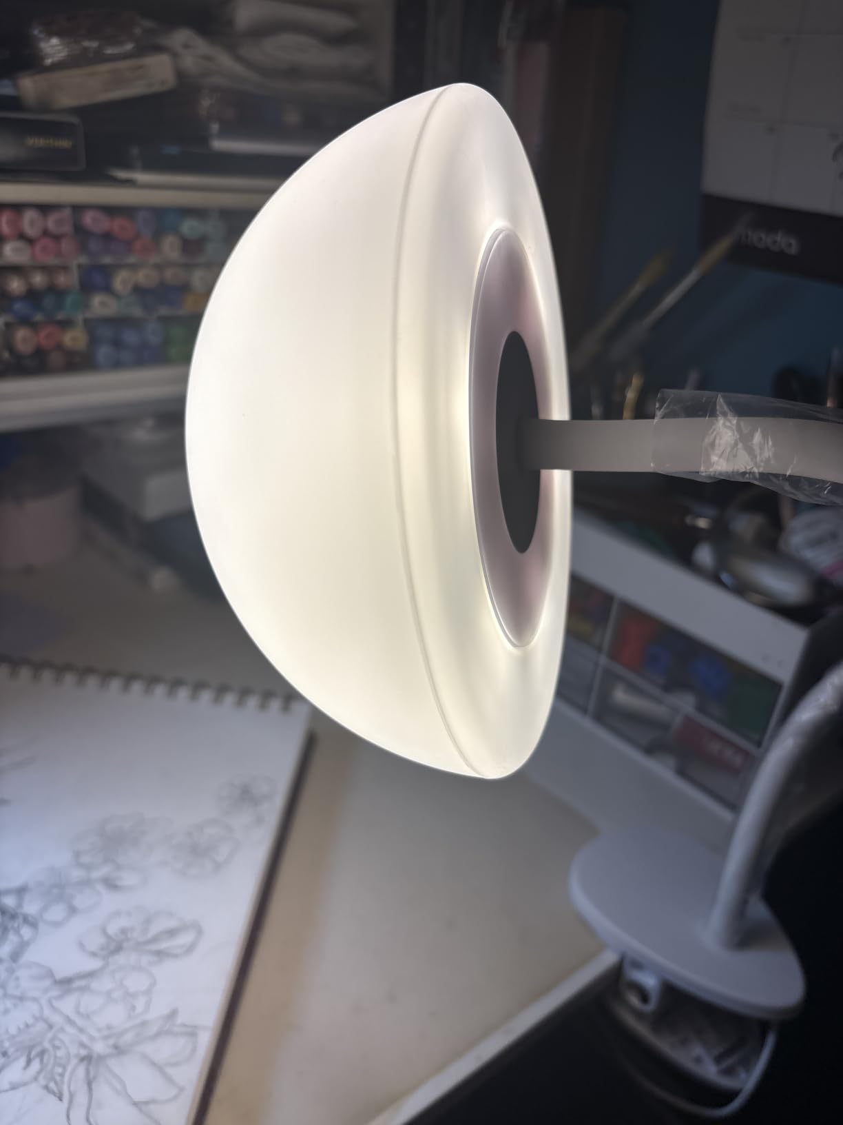 Shroommate Dorm Room Essential Clip On Bed Light - Headboard and Bedside Table Lamp, Flexible Reading Lamp, Night Light for Kids Nursery, Clip on for Desk, MultiColor LEDs, Adapter Included (White) customer photo 1