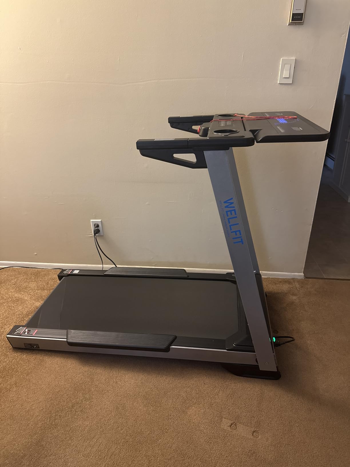 WELLFIT Home Treadmill 2 Level Incline Heavy Duty with Pulse Sensor, 4.0 HP, 10 MPH, 450 lbs Capacity, 20