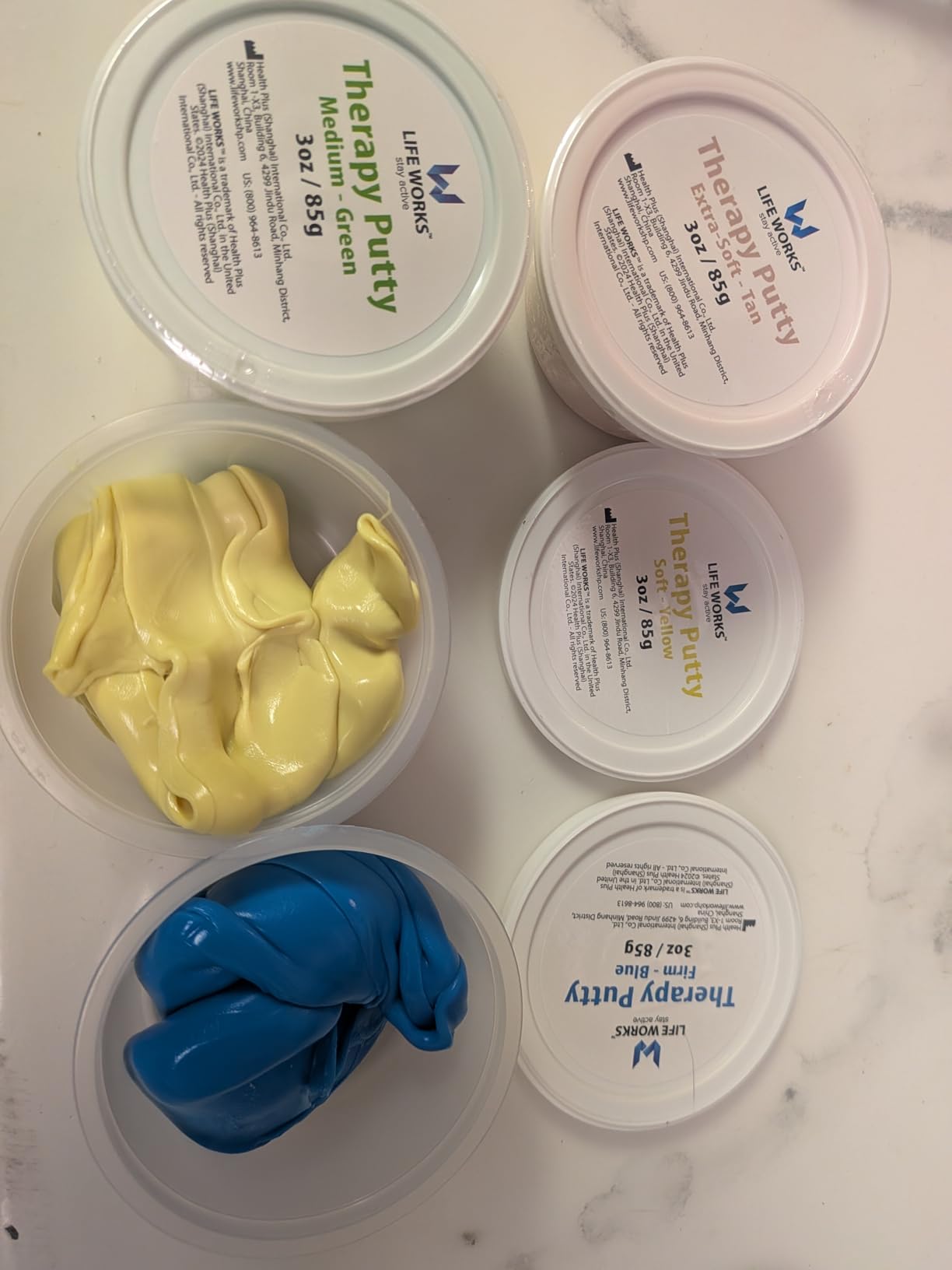 LIFE WORKS Therapy Putty Set for Adults and Teens, 4 Resistance Levels, Non-Toxic Silicone Hand Therapy Tool for Grip Strength, Fine Motor Skills, Rehab & Sensory Use, 4 Pack, Color-Coded, 3oz Each customer photo 1