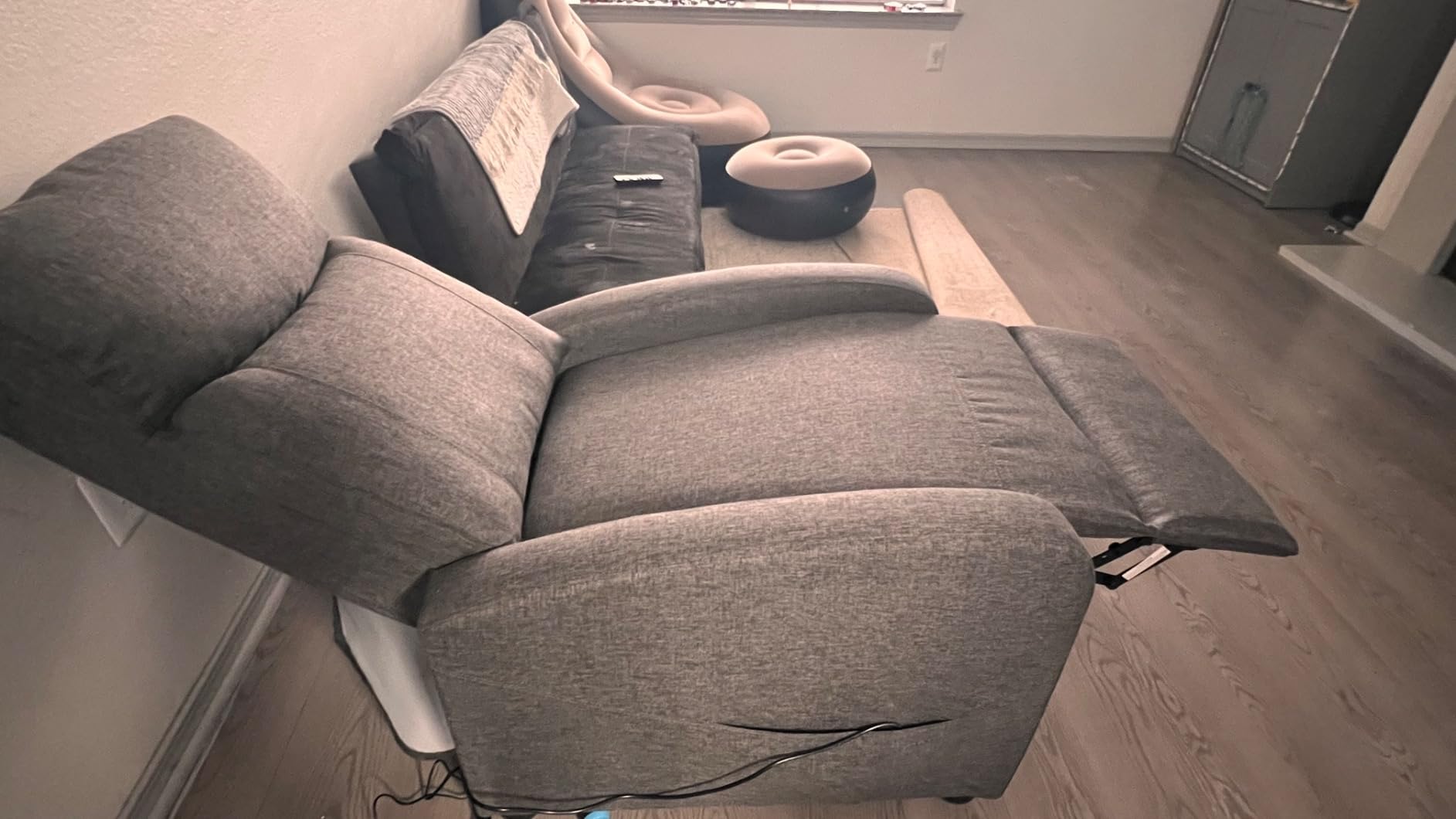 Recliner Chair with Massage and Lumbar Support, Small PU Leather Home Theater Seating, Adjustable Modern Reclining Chair for Adults in Living Room customer photo 1