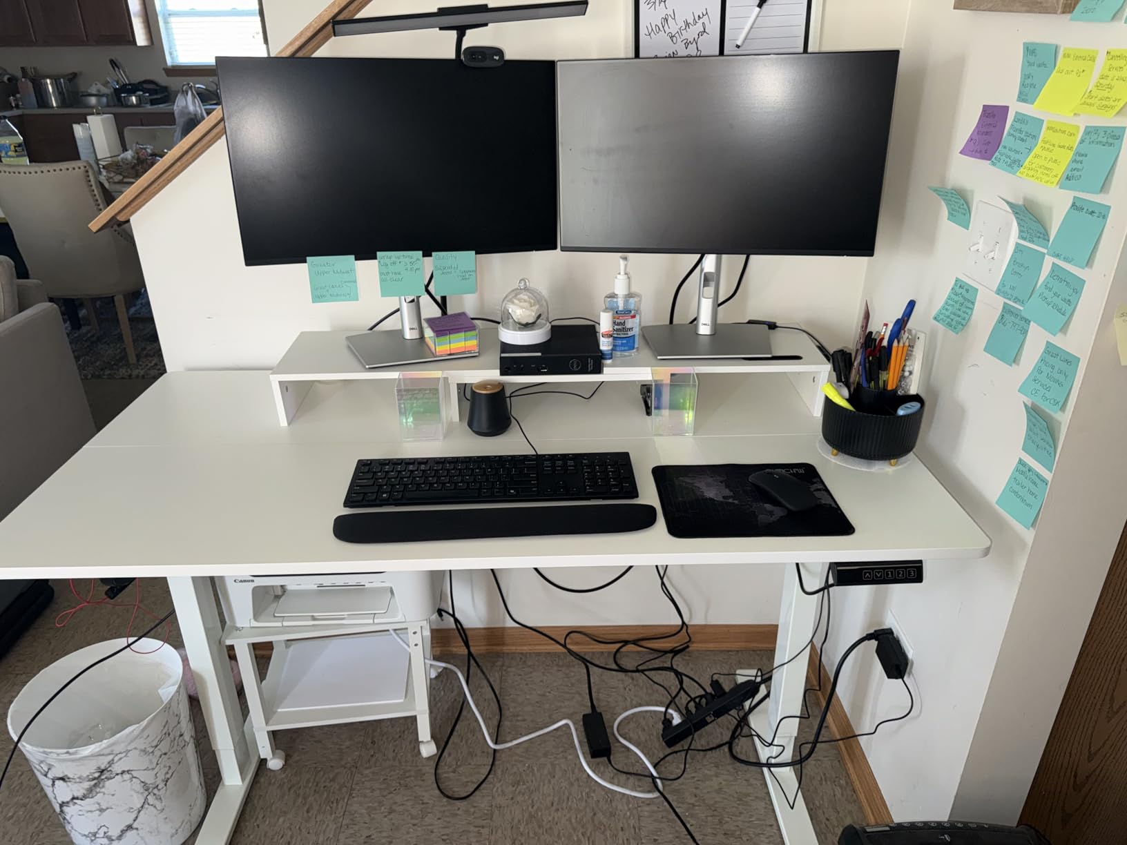 DEVAISE 63 Inch L Shaped Electric Standing Desk, 3 Adjustable Computer Desk for Home Office, Sit to Stand Desk with LED Touchscreen, Headphone Hook, 3 Memory Preset, with Split Top, Rustic Brown customer photo 2