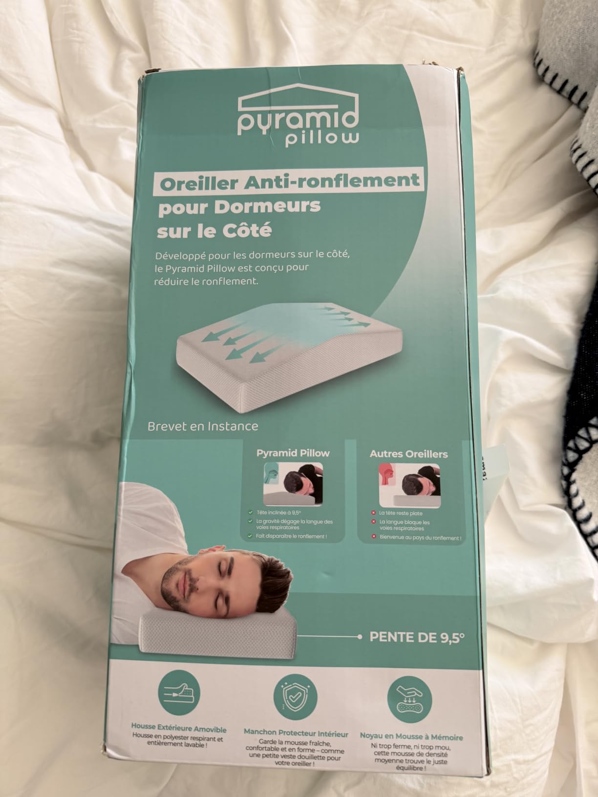 The Original Anti Snoring Pillow for Side Sleepers - Snoring Solution and Remedy - Inclined Memory Foam Pillow for Airway Support, Anti Snore Pillow with Removable Washable Cover customer photo 1
