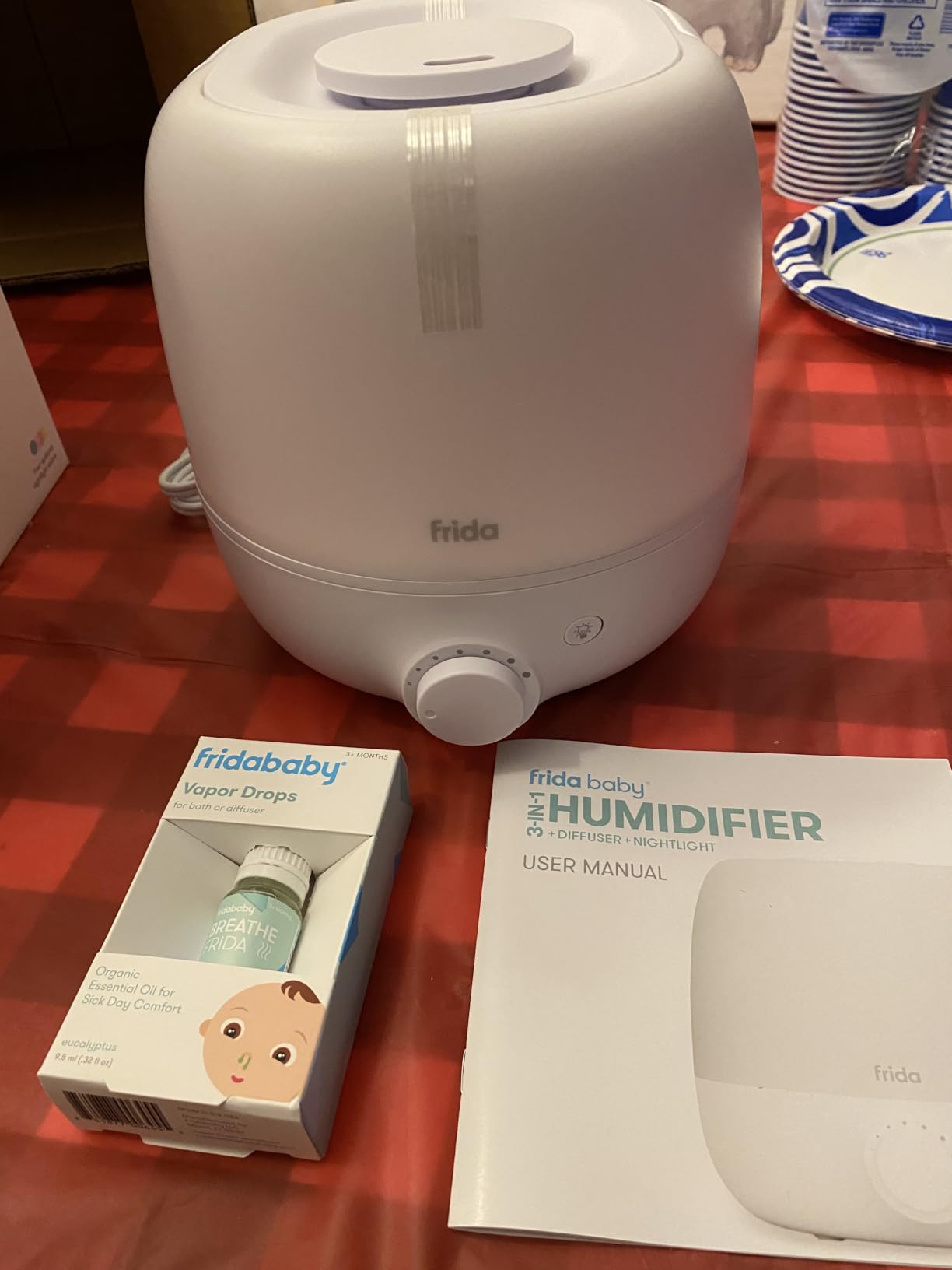 Frida Baby 3-in-1 Cool Mist Humidifier for Large Rooms, Top Fill Humidifier for Bedroom, Allergy Relief, 60 Hour Runtime + Nightlight, Auto Shut-Off, Quiet, Carry Handle, Essential Oil Diffuser customer photo 1