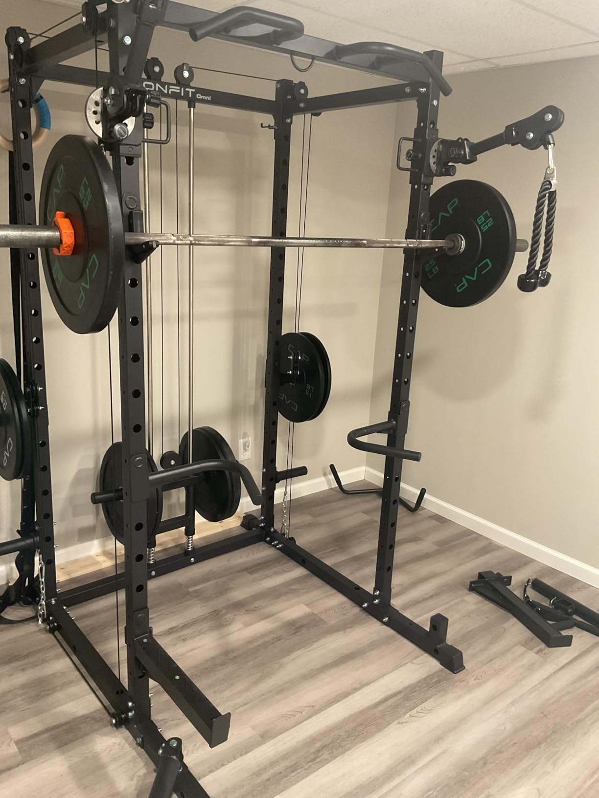 Eonfit E2 Power Cage, 1500LB Squat Rack with Cable Crossover System, Multi-Function Power Rack for Home Gym, All-in-One Squat Rack with More Training Attachments customer photo 1