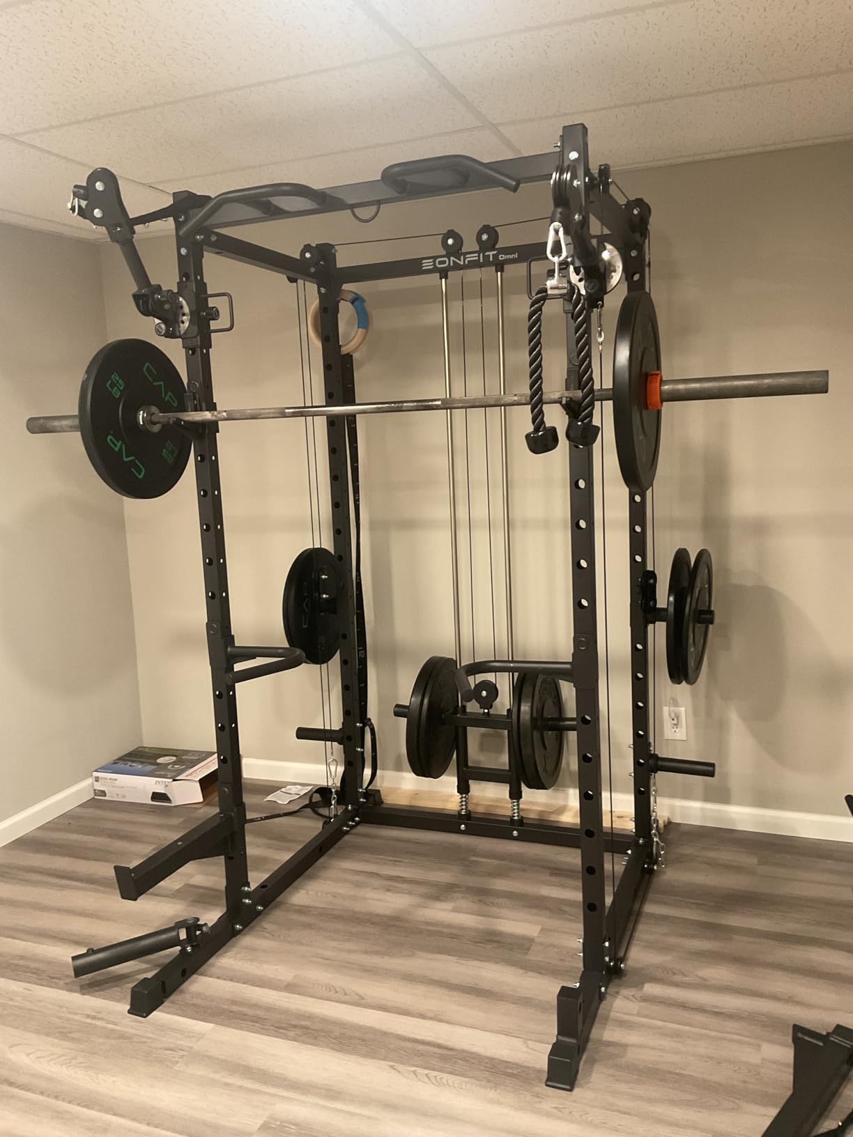 Eonfit E2 Power Cage, 1500LB Squat Rack with Cable Crossover System, Multi-Function Power Rack for Home Gym, All-in-One Squat Rack with More Training Attachments customer photo 2