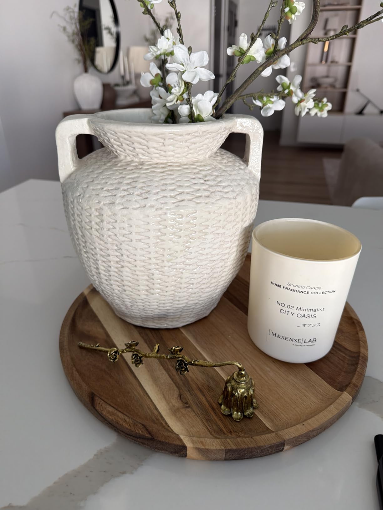 M&SENSE Natural Soy Candle| Vanilla Sandalwood | 5.3 oz | Mini Spring Scented Candles for Relaxation, Meditation, Home Decor | for Bedroom, Office, Party Small customer photo 1