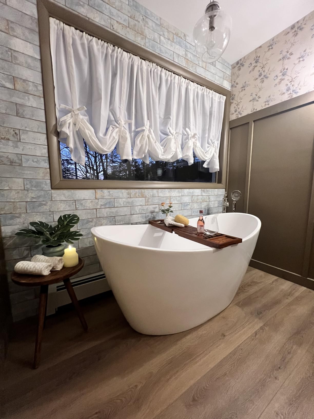 Teak Bathtub Tray | Adjustable Width Tray with Wine Holder, Tablet/Phone & Book Stand, Splash-Proof for Bath Time- Natural customer photo 2