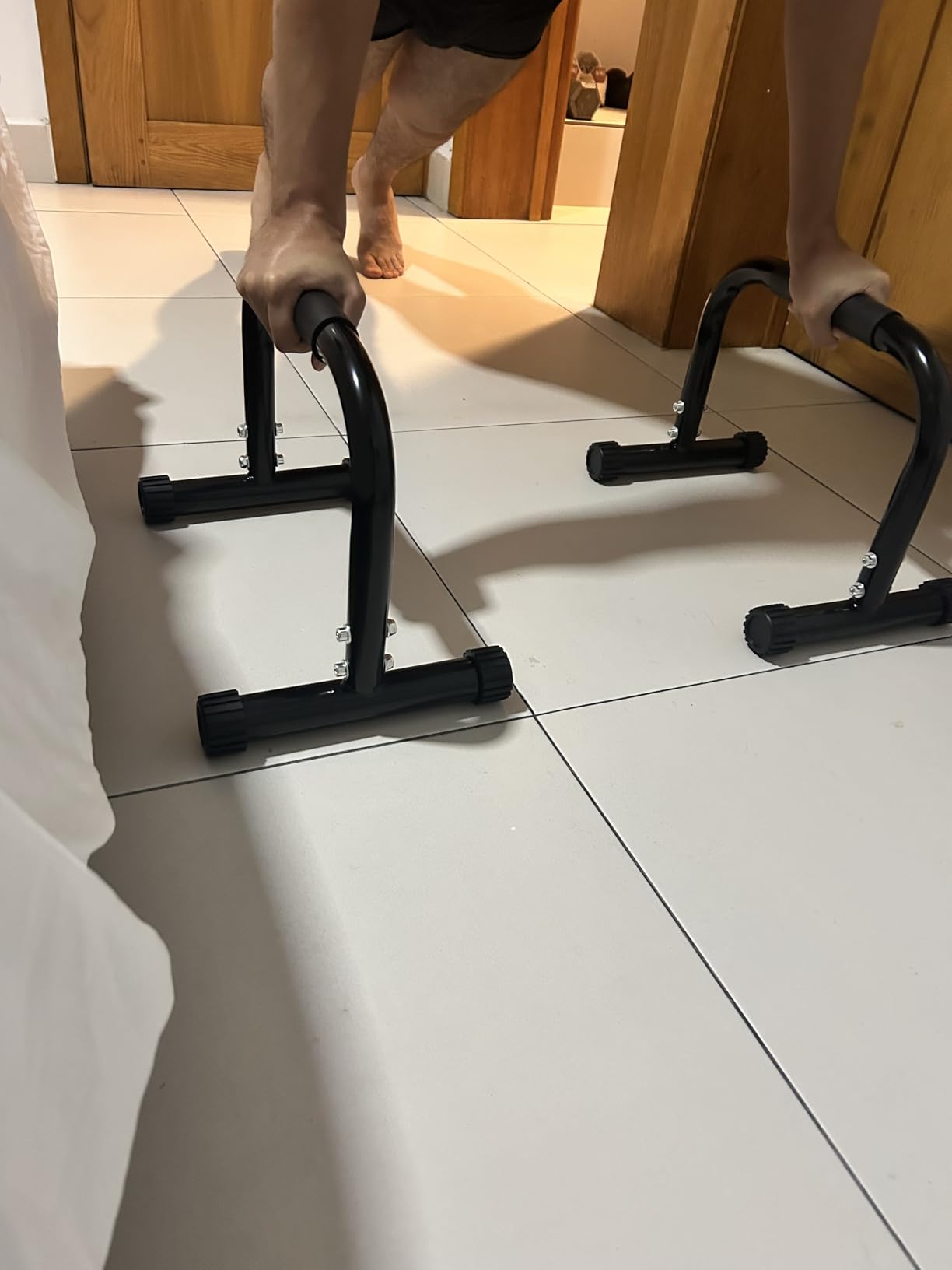 AmazeFan Parallettes Bars, 12in High Steel Push Up Bar Strength Training For Handstands, Calisthenics Bars & Dip Bars, Calisthenic, Push Up Stands Handle for Floor Workouts Calisthenics Equipment customer photo 1