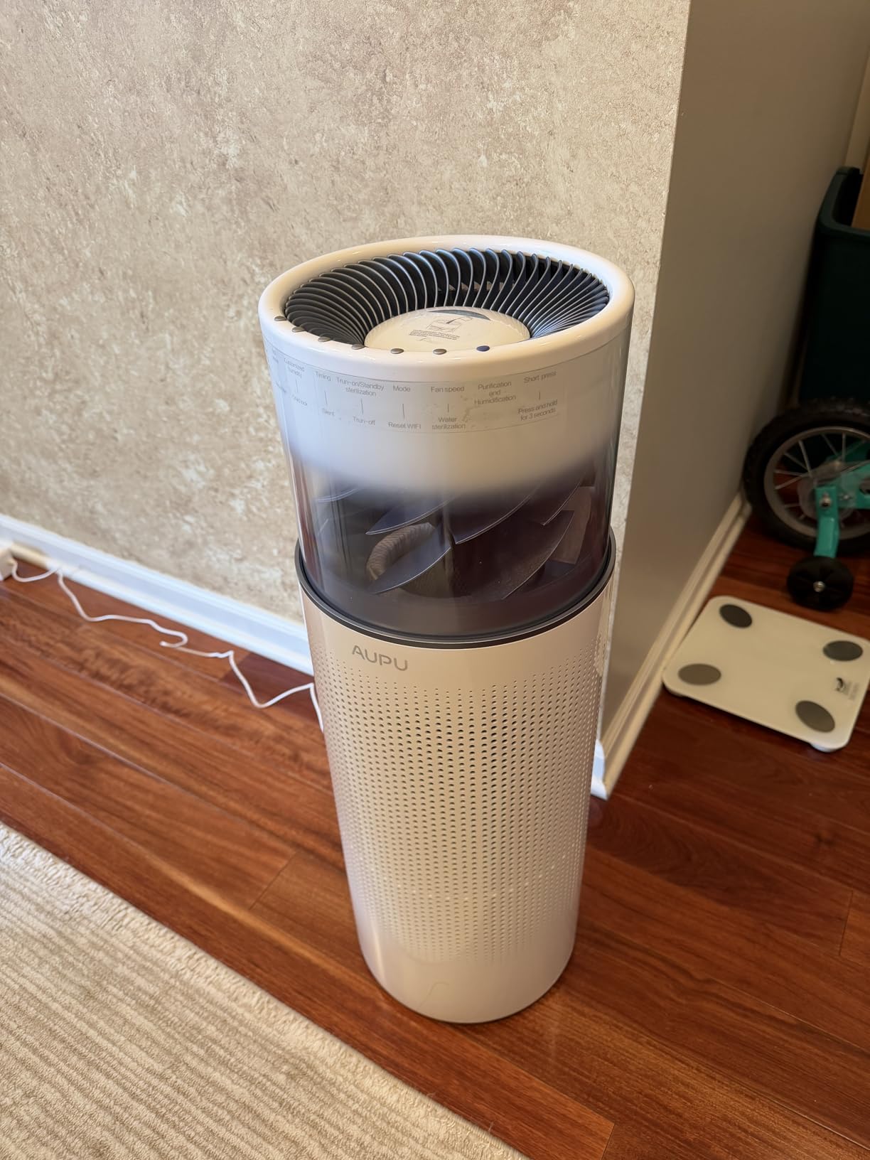 AUPU Air Purifier & Evaporative Humidifier 2-in-1, Safety Certified, Visible Turbo Fan, 5-Speed Settings, Top-Fill Design & Large Water Tank, True HEPA Filter for Large Room & Home Pets, Quiet Sleep Mode customer photo 1