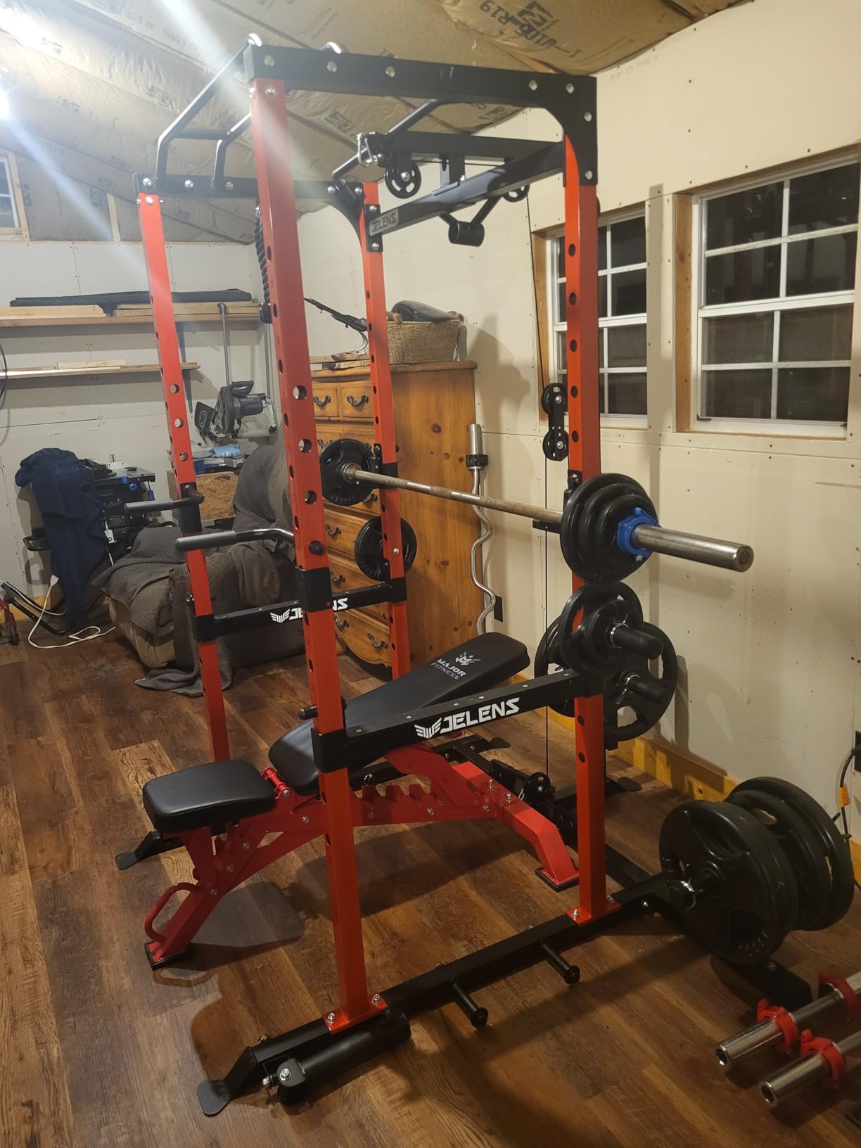 JELENS S21 Power Cage, Multi-Function Power Rack with Adjustable Cable Crossover System, 2000LBS Squat Rack for Home Gym with More Training Attachments customer photo 2